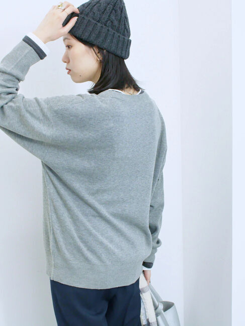 Samansa Mos2 blue「アソートロゴジャガードニットプルオーバー」|ニット・セーター|