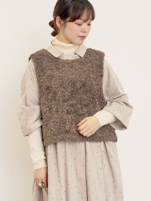 Samansa Mos2「前後2WAYボアベスト」|ダウンベスト・ベスト|ダークブラウン