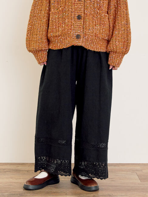 Samansa Mos2「[吸湿発熱]裾レースペチパンツ」|その他|ブラック