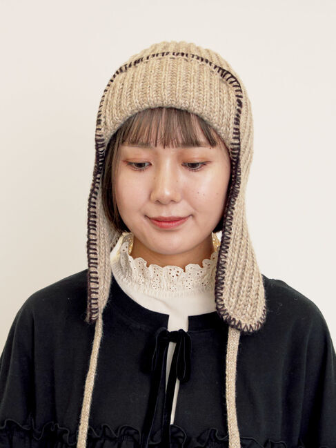 Samansa Mos2「配色ステッチニットフライトキャップ」|その他|