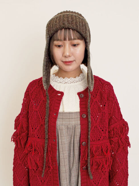 Samansa Mos2「配色ステッチニットフライトキャップ」|その他|