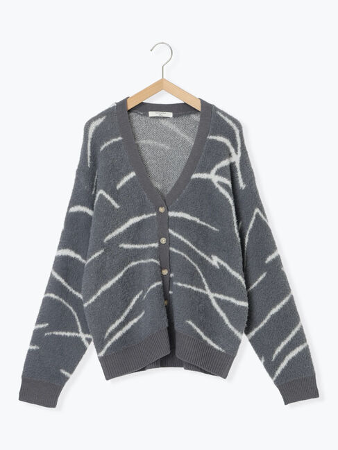 Samansa Mos2 blue「◎ニュアンス柄ニットCD」|カーディガン|