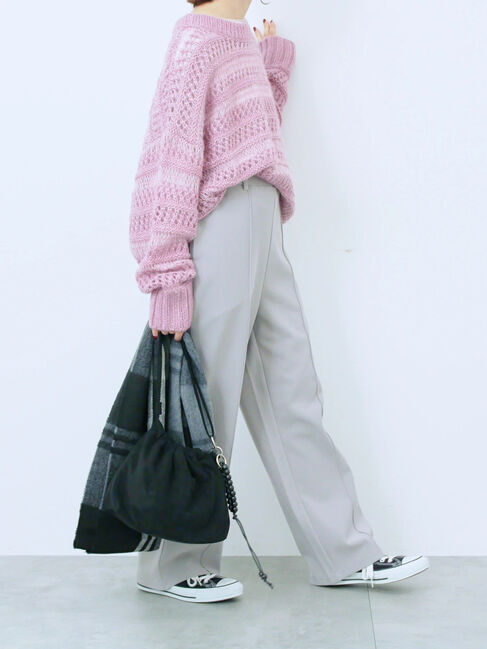 Samansa Mos2 blue「カットジョーゼット裏ボンディングパンツ」|その他|