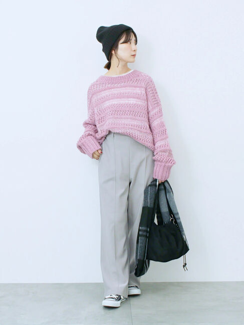 Samansa Mos2 blue「カットジョーゼット裏ボンディングパンツ」|その他|