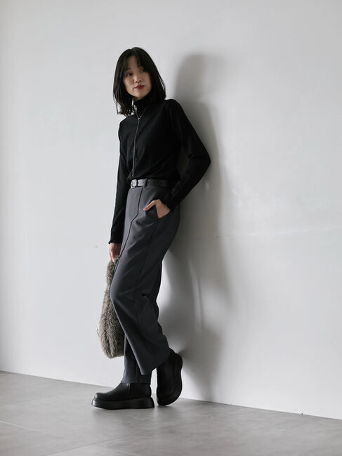 Samansa Mos2 blue「カットジョーゼット裏ボンディングパンツ」|その他|