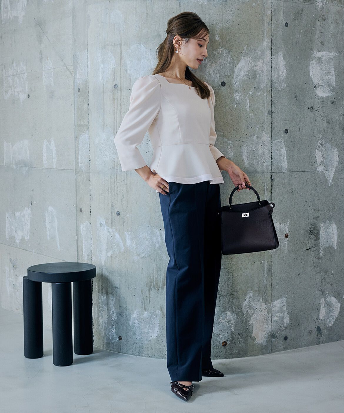 Maglie le cassetto「《M Maglie le cassetto&times;吉田理紗》華やぎペプラムブラウス」|シャツ・ブラウス|