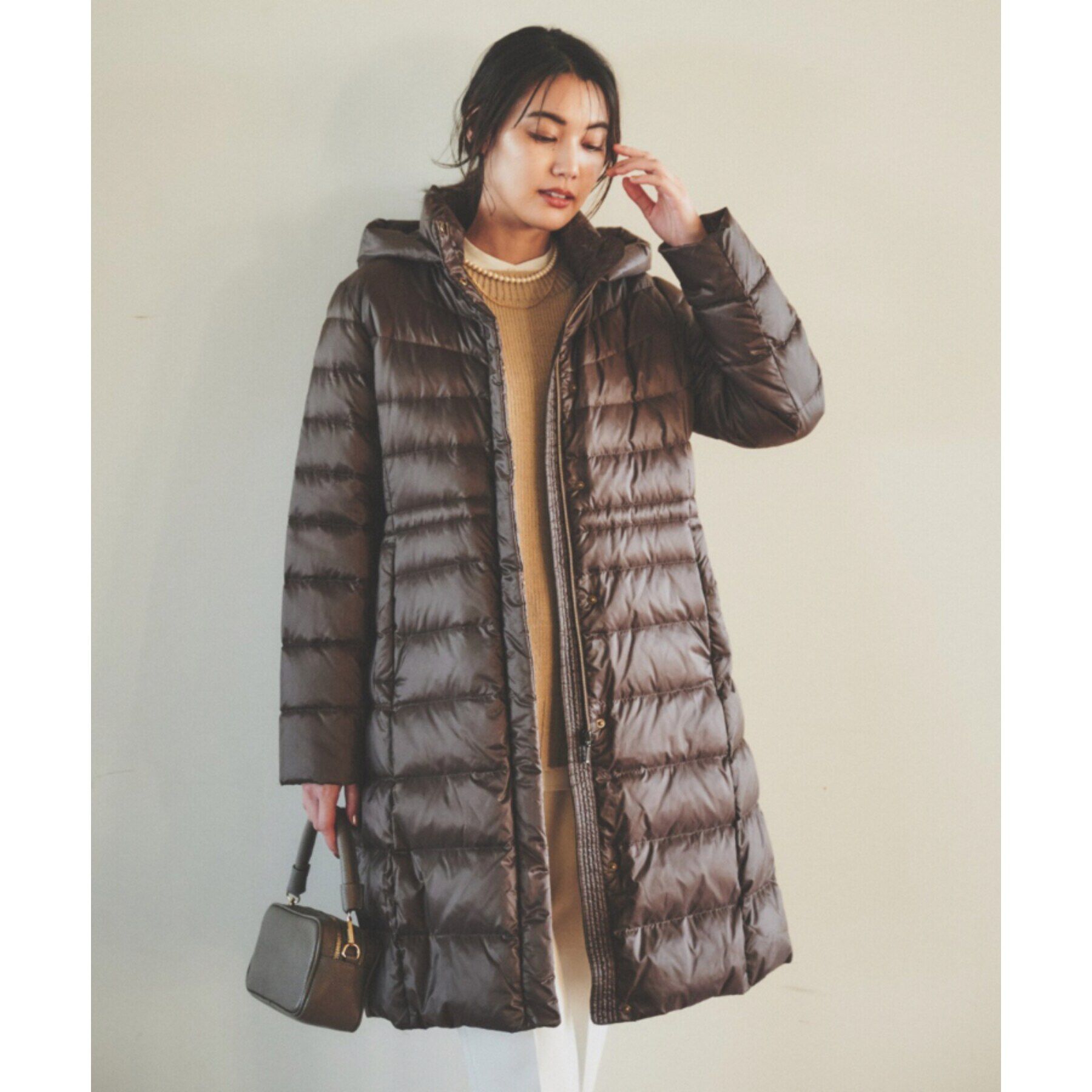 UNTITLED「【撥水/洗える/すっきり】ロング丈タフタダウンコート」|ダウン|