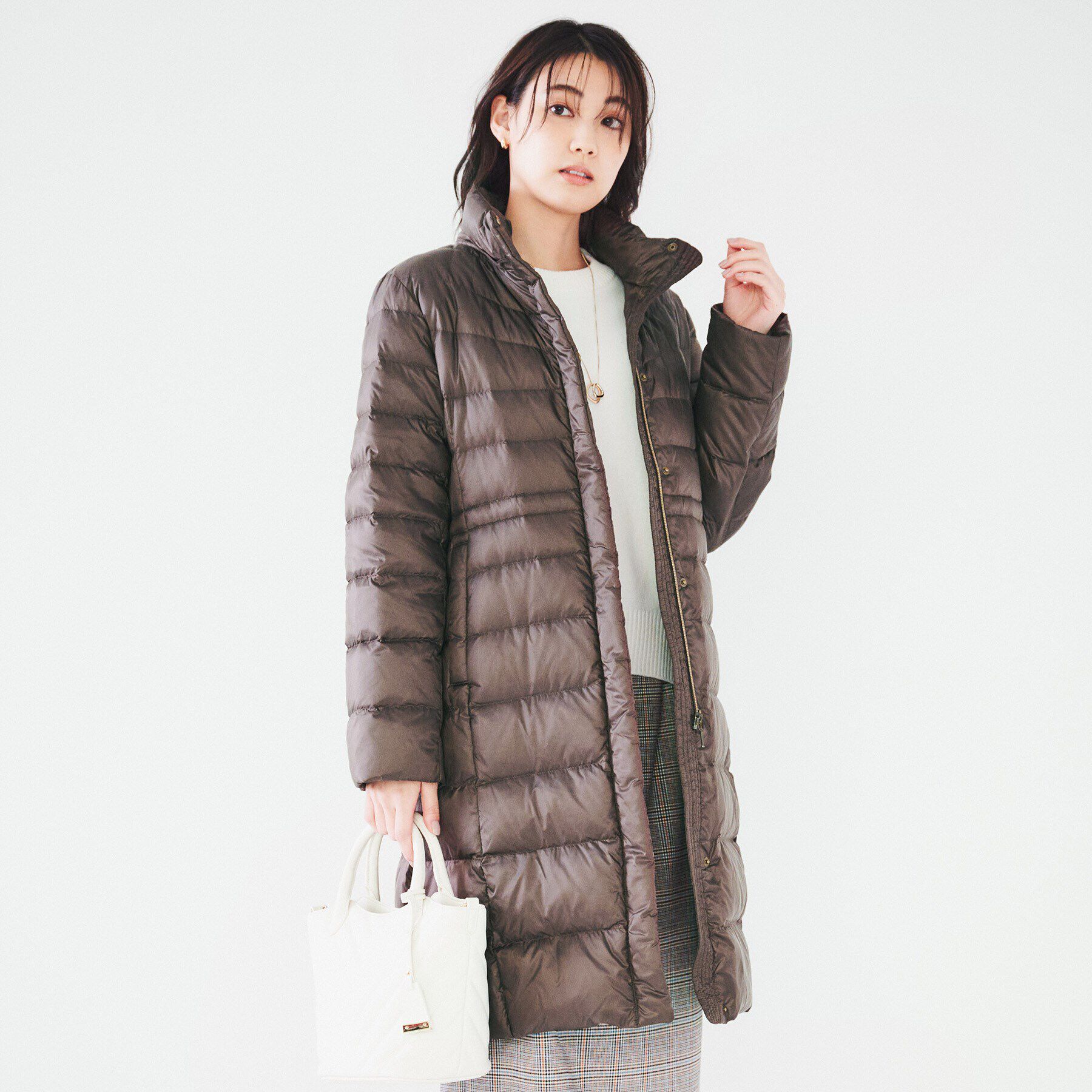 UNTITLED「【撥水/洗える/すっきり】ロング丈タフタダウンコート」|ダウン|