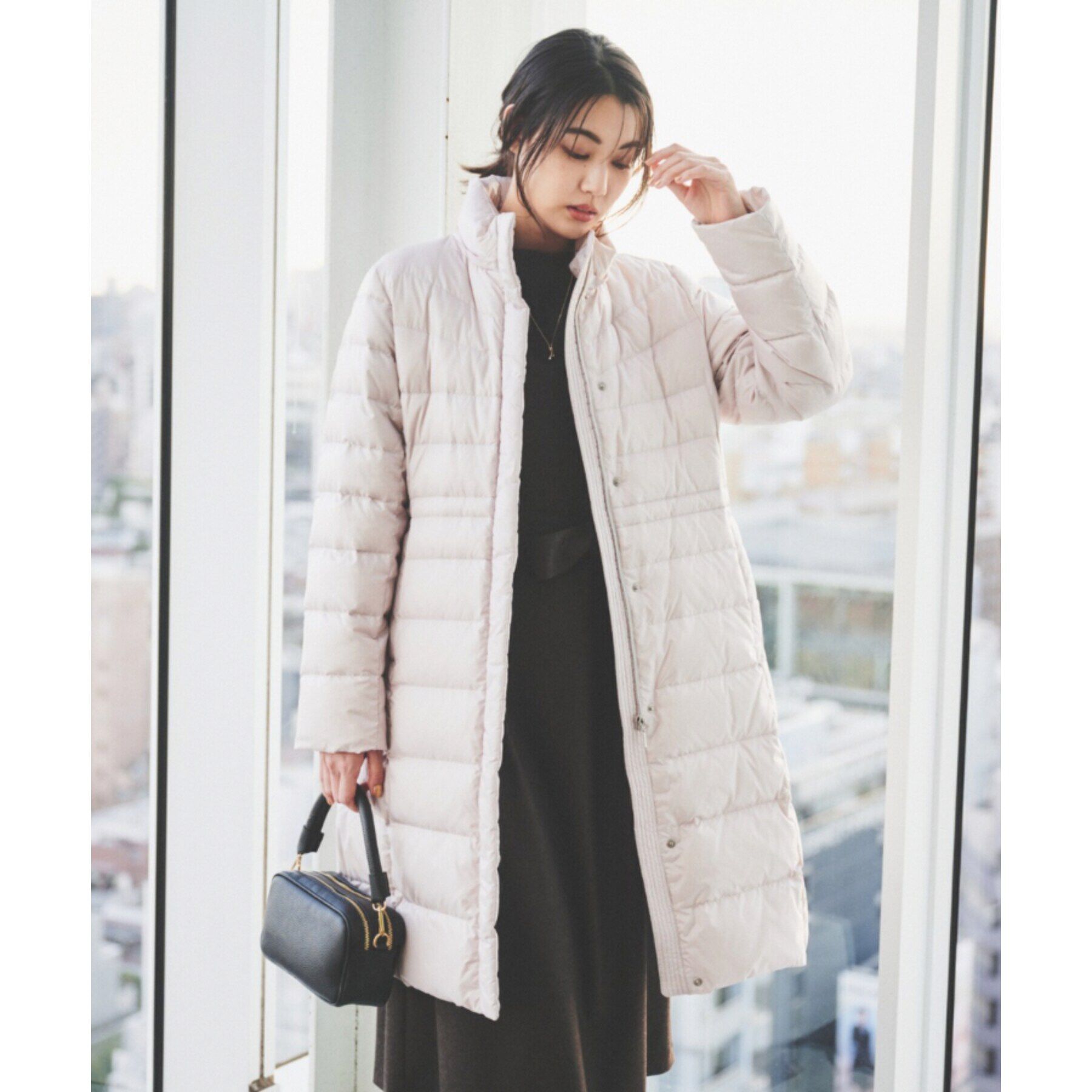 UNTITLED「【撥水/洗える/すっきり】ロング丈タフタダウンコート」|ダウン|