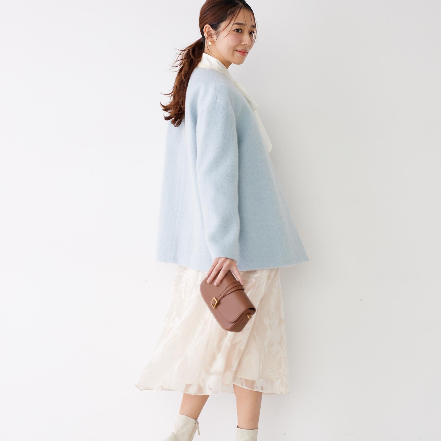 COUP DE CHANCE「【日本製／モヘヤ混／ヒップ丈】ノーカラーコート」|ノーカラーコート|