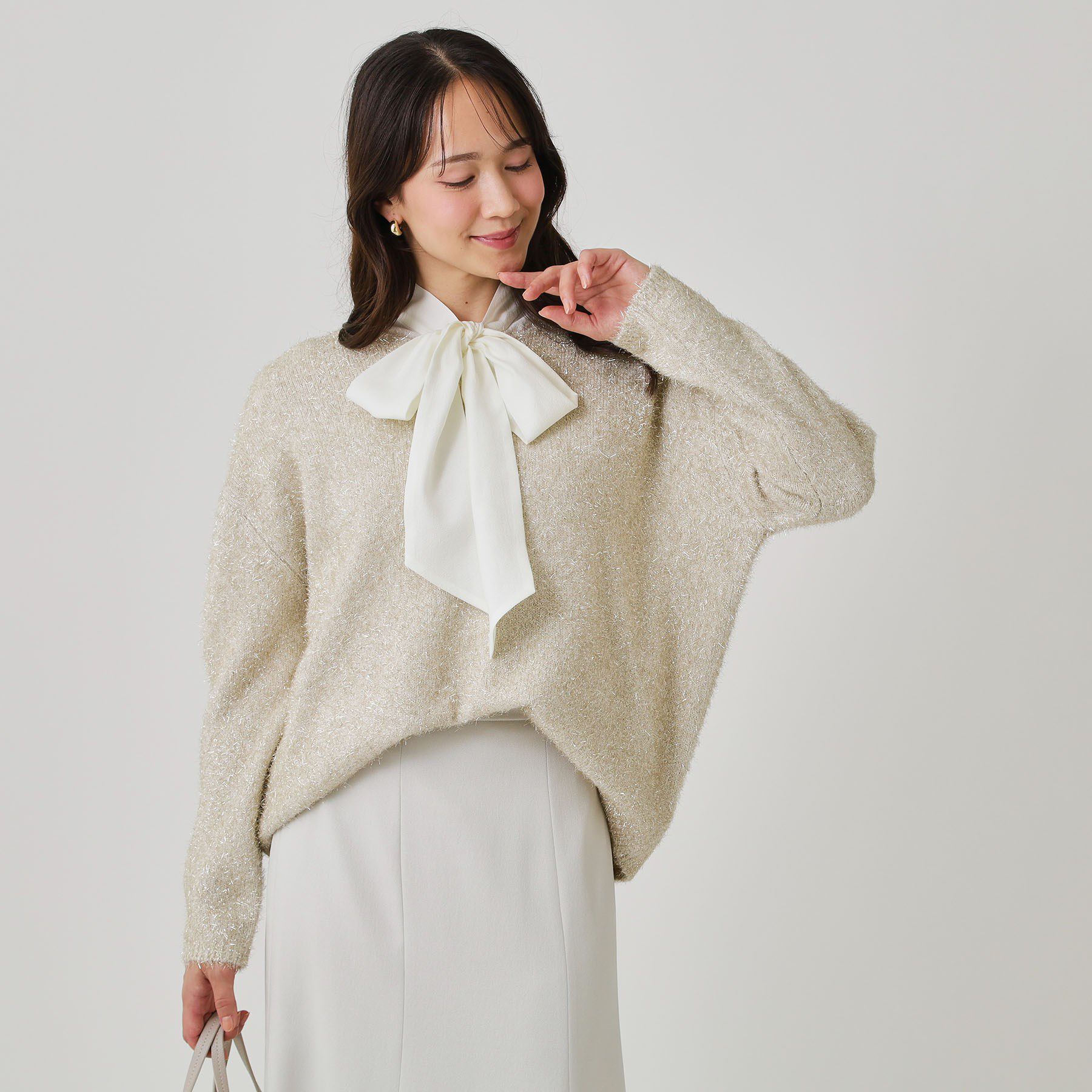 COUP DE CHANCE「【手洗い可】フェザーラメニットトップス」|ニット・セーター|