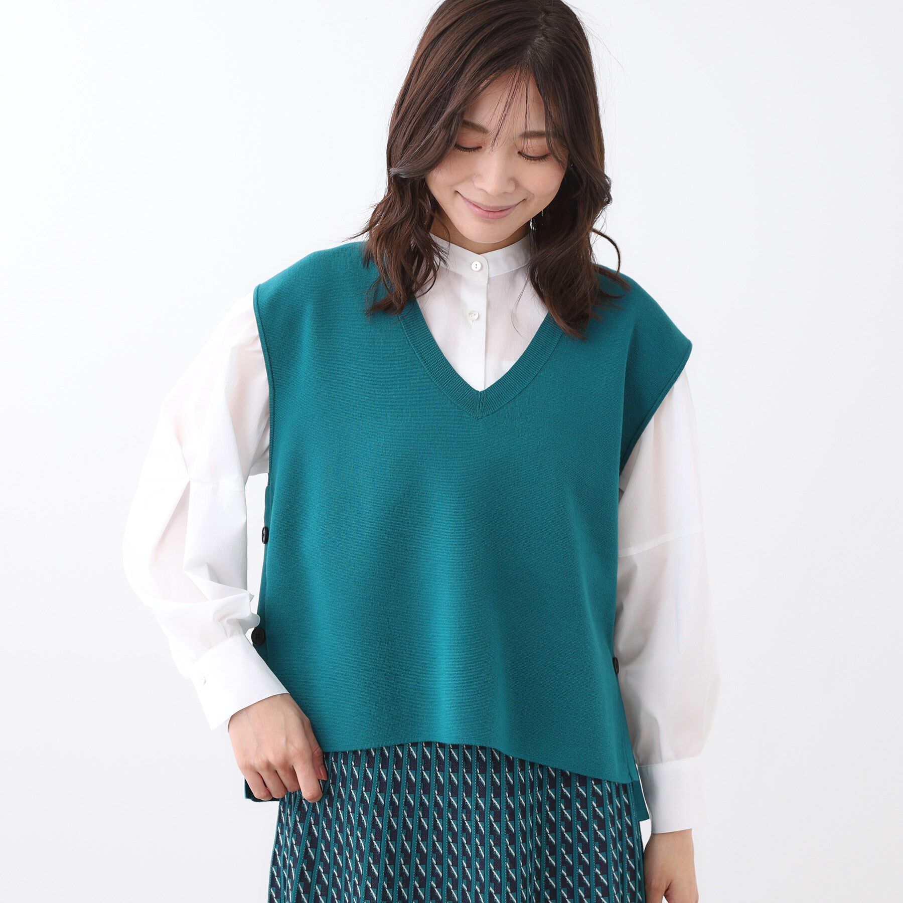 Reflect「【WEB先行カラーあり／セットアップ可】Vネックニットベスト」|ベスト・ジレ|