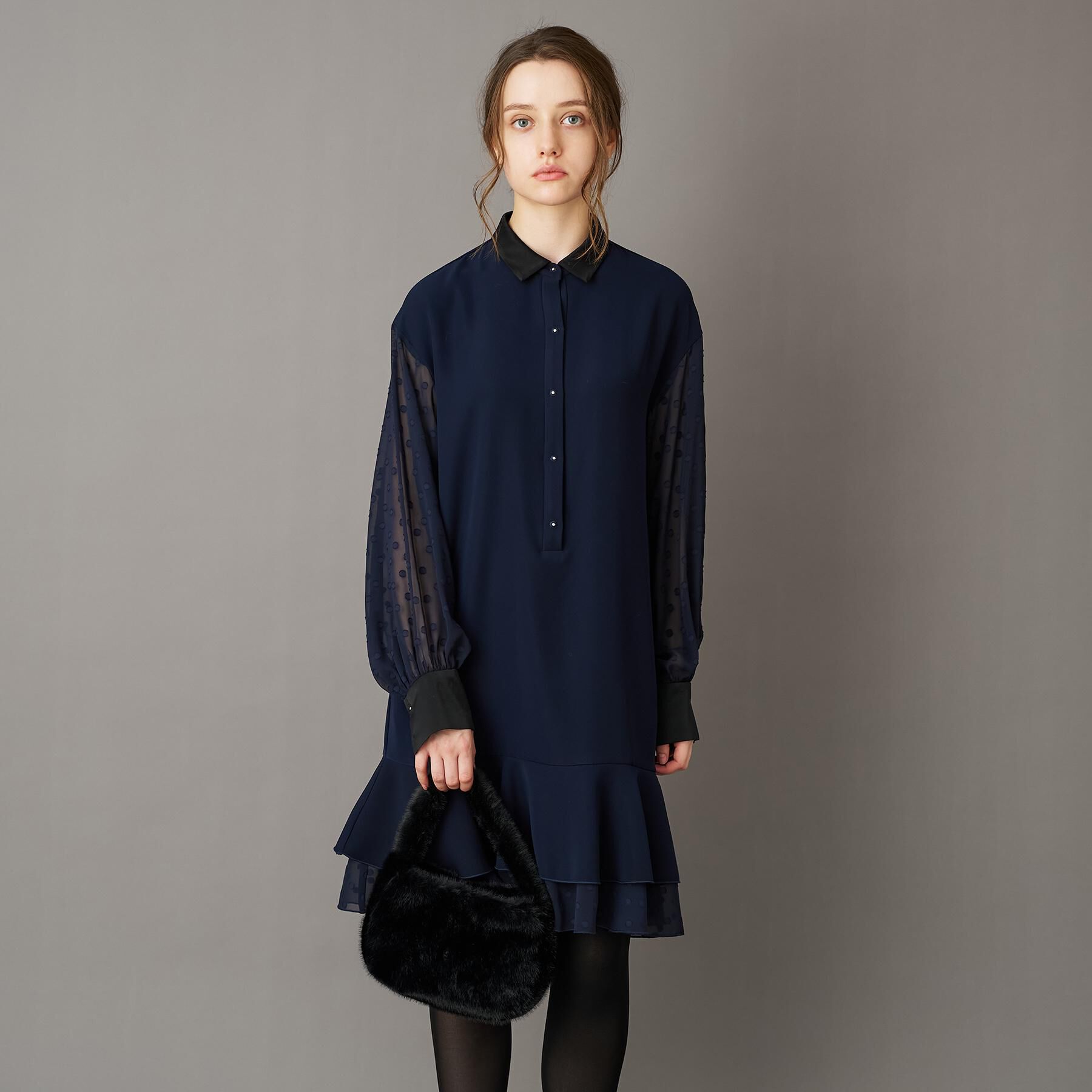 DRESSTERIOR「【otonaMUSE 11月号掲載】ダブルクロスボリュームスリーブミニワンピース」|ワンピース|