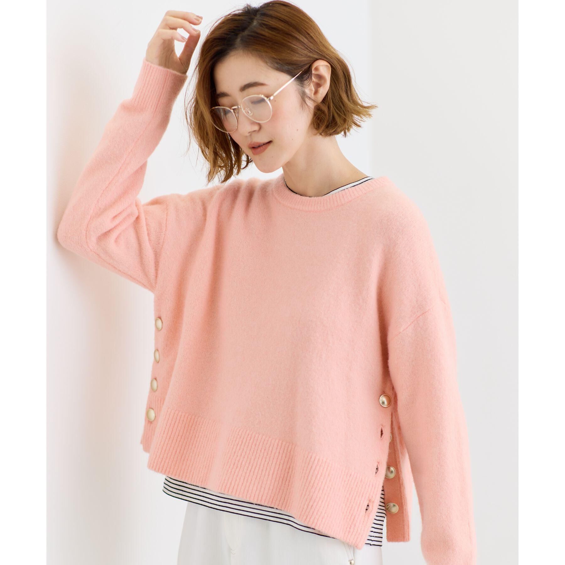 grove「【洗える】レイヤードにもおすすめ！サイド釦ニット」|ニット・セーター|