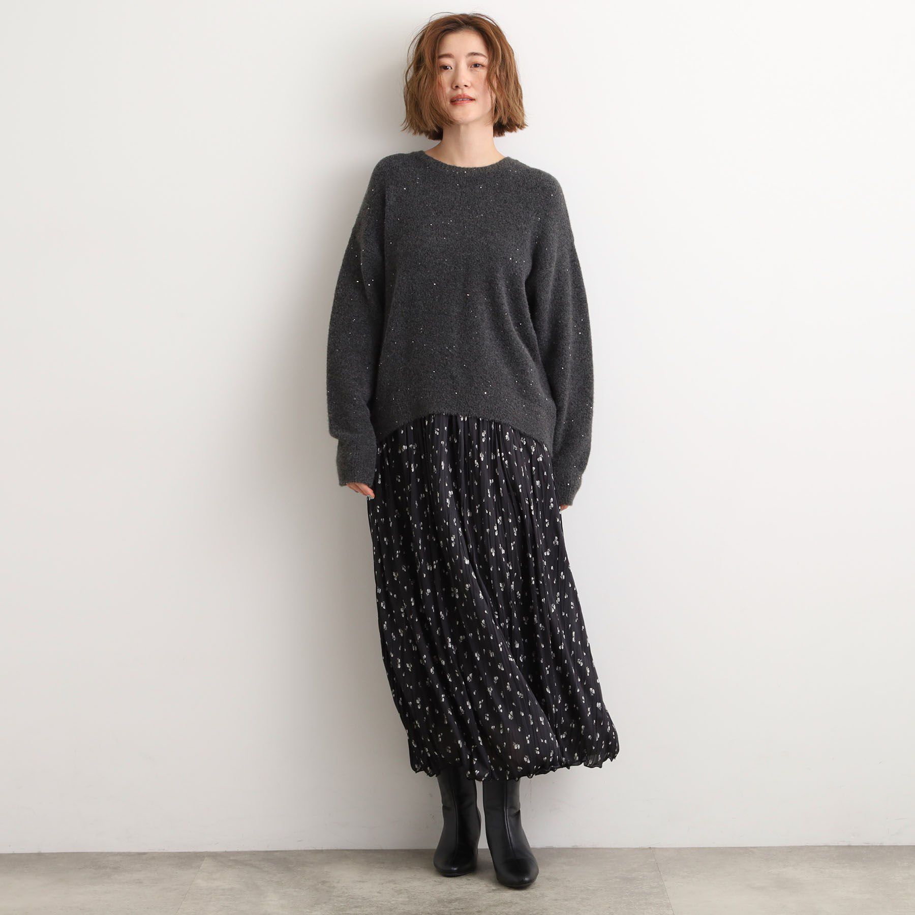 grove「華やぎ冬ニット　ミニスパンコールフェザーニット」|ニット・セーター|