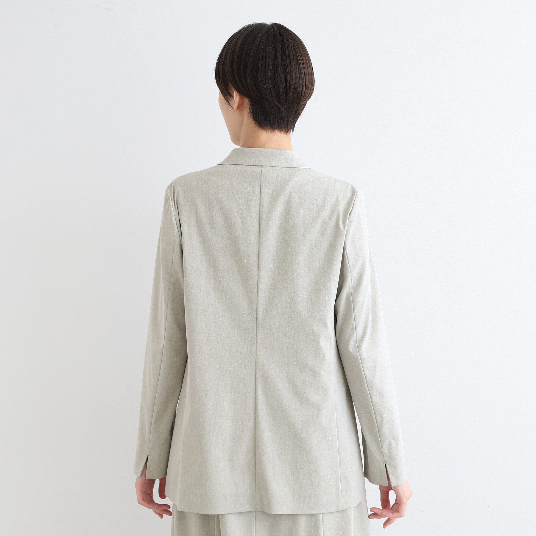INDIVI「【洗える／UVケア／接触冷感／SETUP可能】麻混テーラードダブルジャケット」|スーツ|