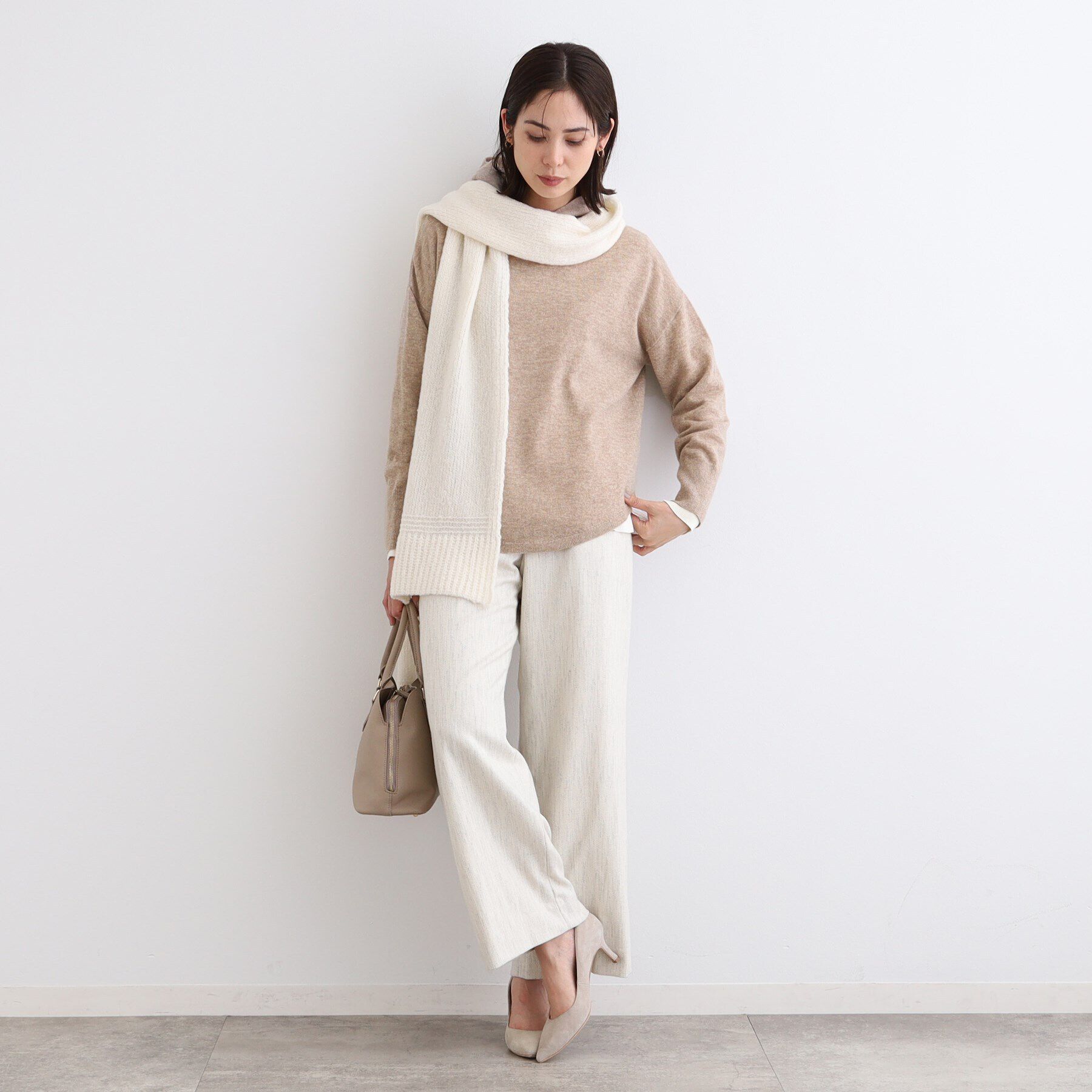 INDIVI「【カシミヤ混／洗える】フーディーニットパーカー」|ニット・セーター|