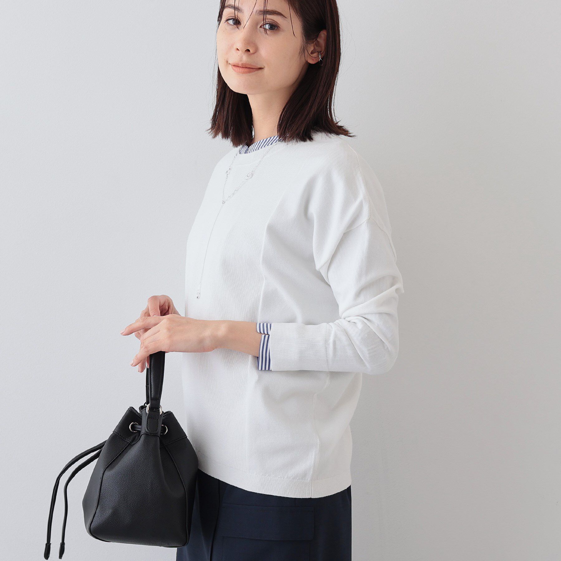 INDIVI「【洗える】アシメデザイン ドルマンスリーブニット」|ニット・セーター|