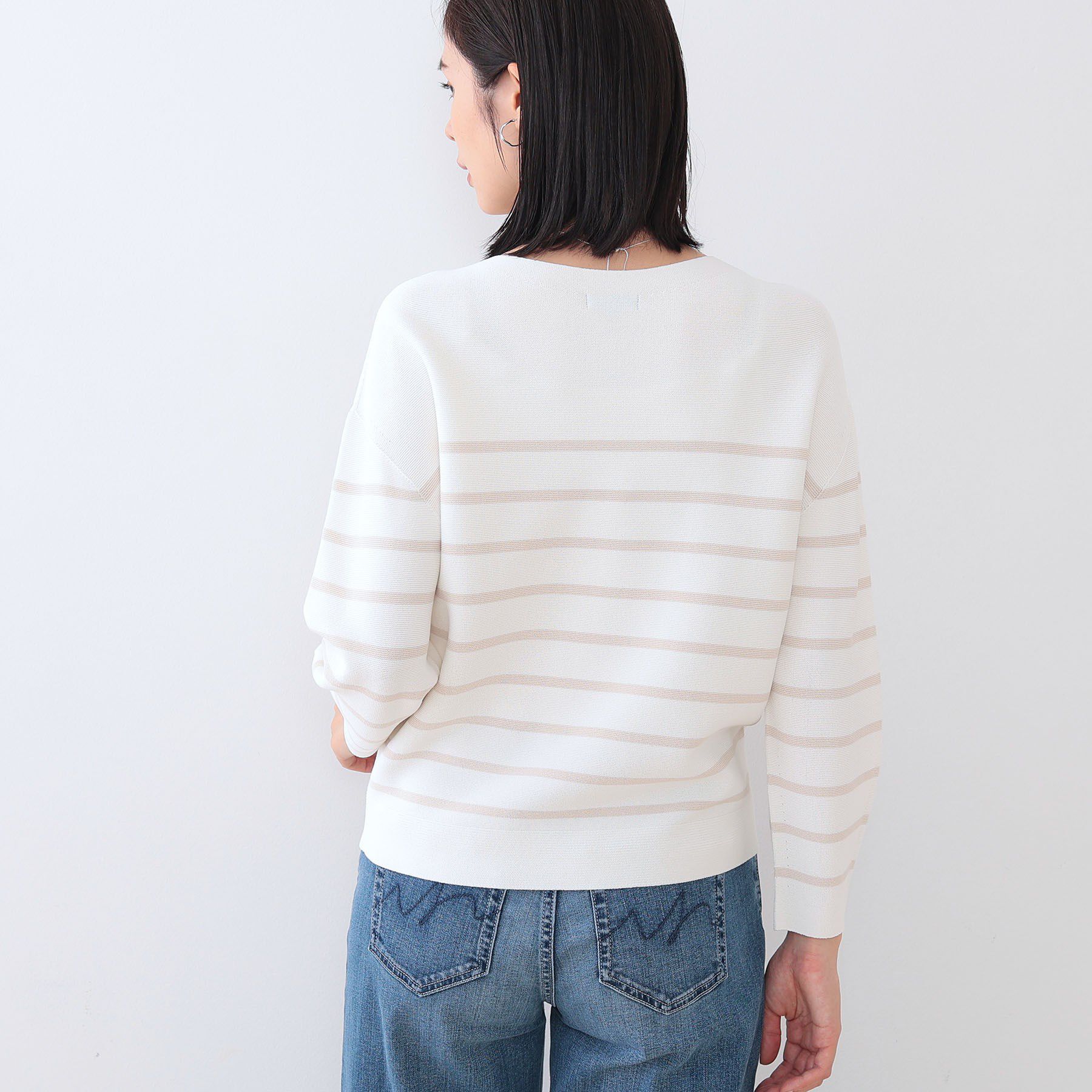 INDIVI「【洗える／無縫製／6色展開】袖フォルム ボートネックニット」|ニット・セーター|