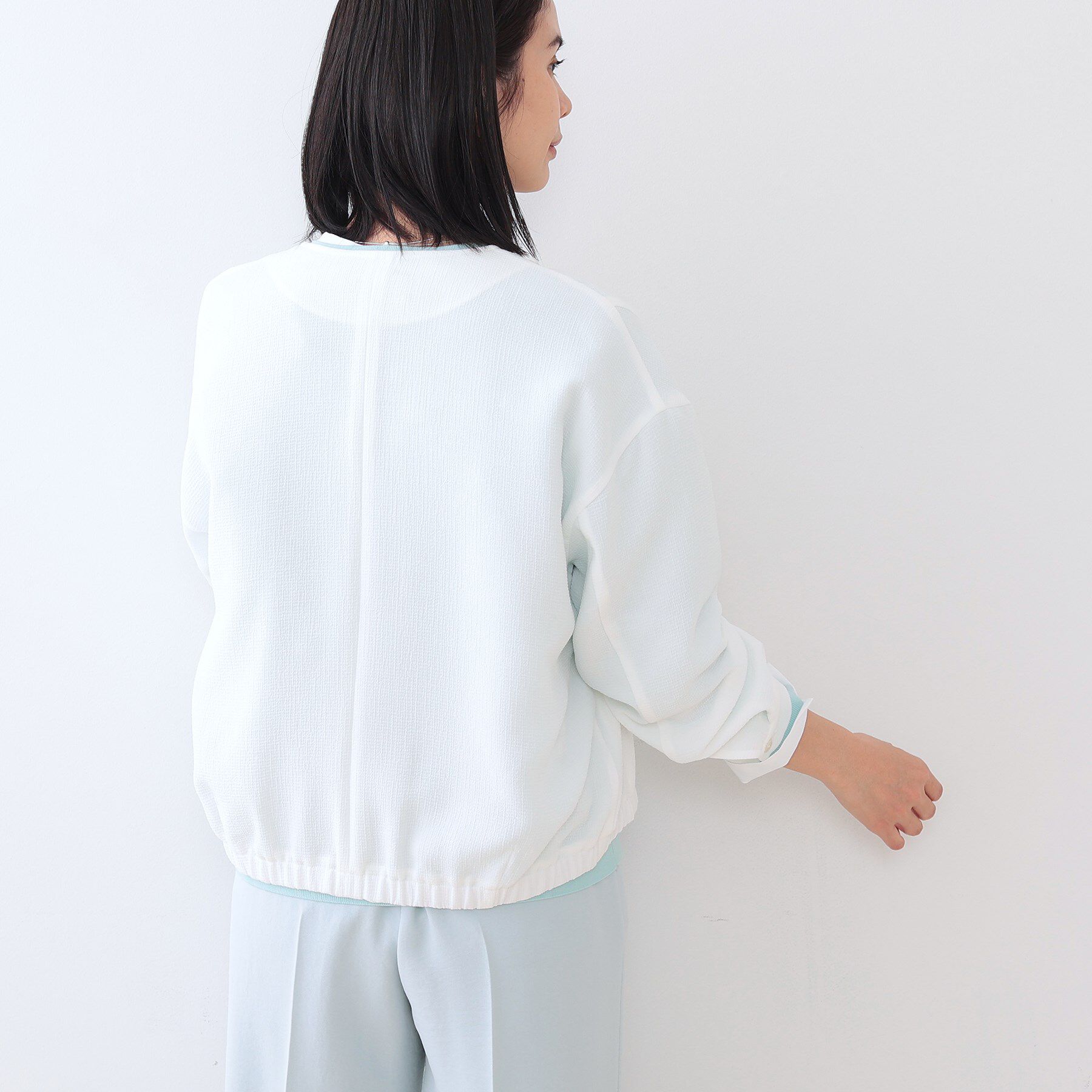 INDIVI「【洗える】凹凸素材シンプルブルゾン」|ブルゾン・スタジャン|