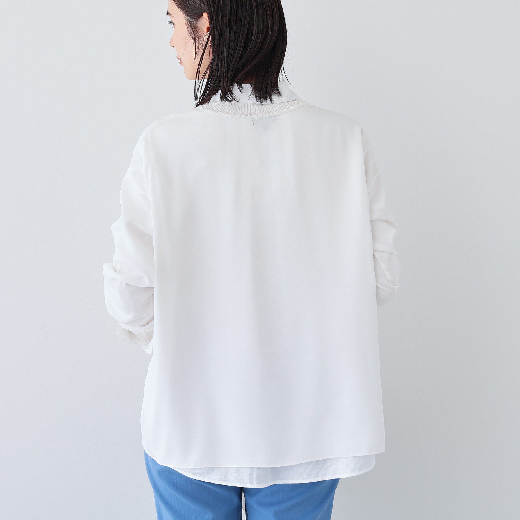 INDIVI「【洗える】異素材ドッキングトップス」|Tシャツ・カットソー|