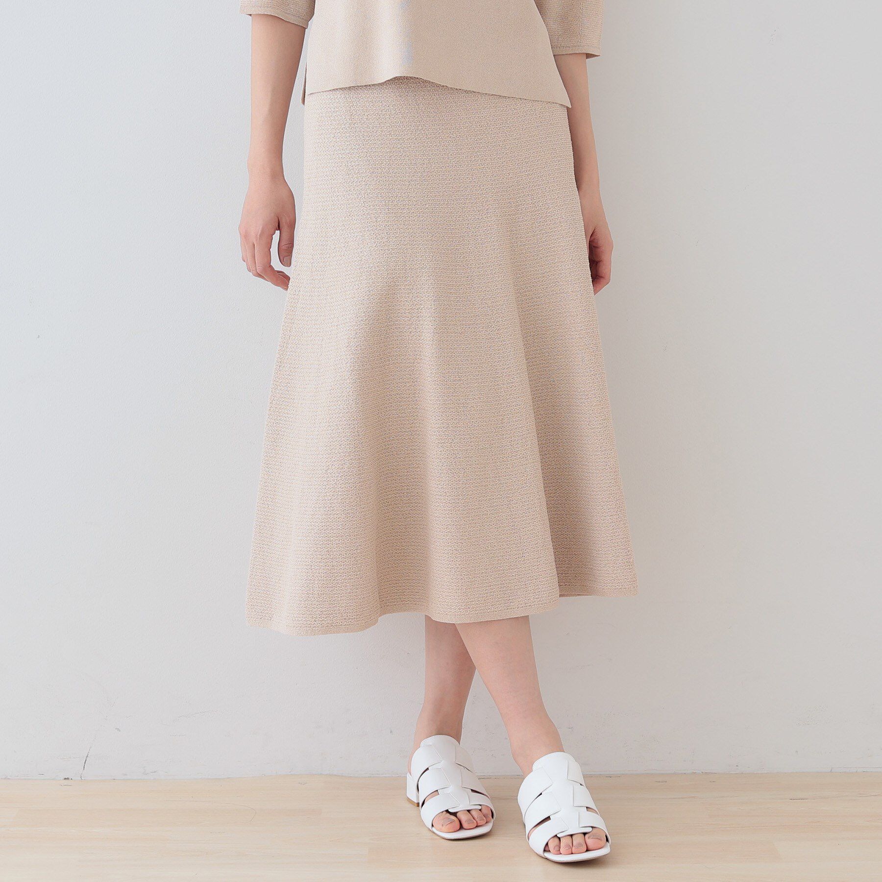 INDIVI「【洗える／和紙混素材／SETUP可能】フレアスカート」|スカート|グレージュ(050)