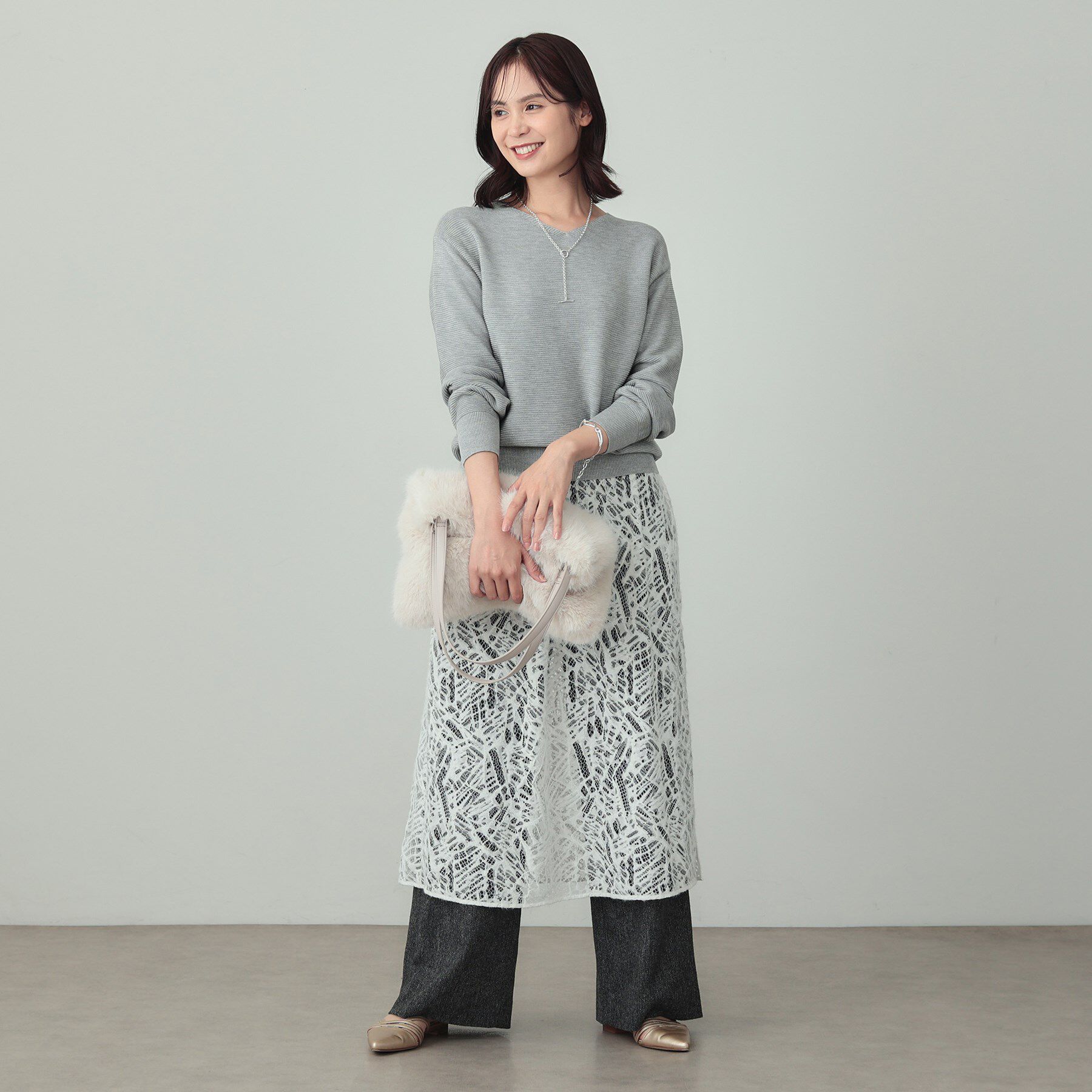 INDIVI「【2WAY】フェイクファートート」|トートバッグ|