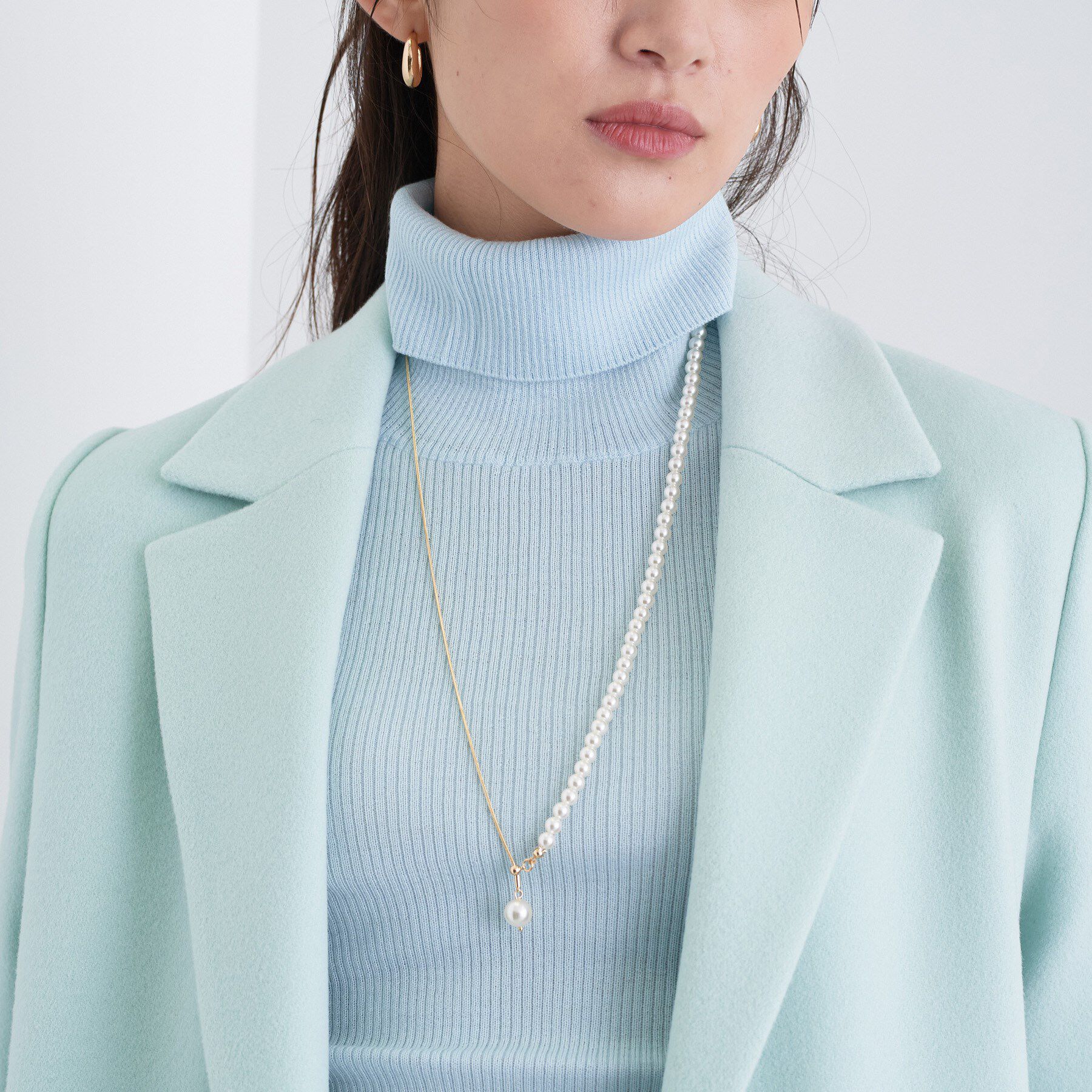 INDIVI「パール調バイカラーネックレス」|ネックレス|