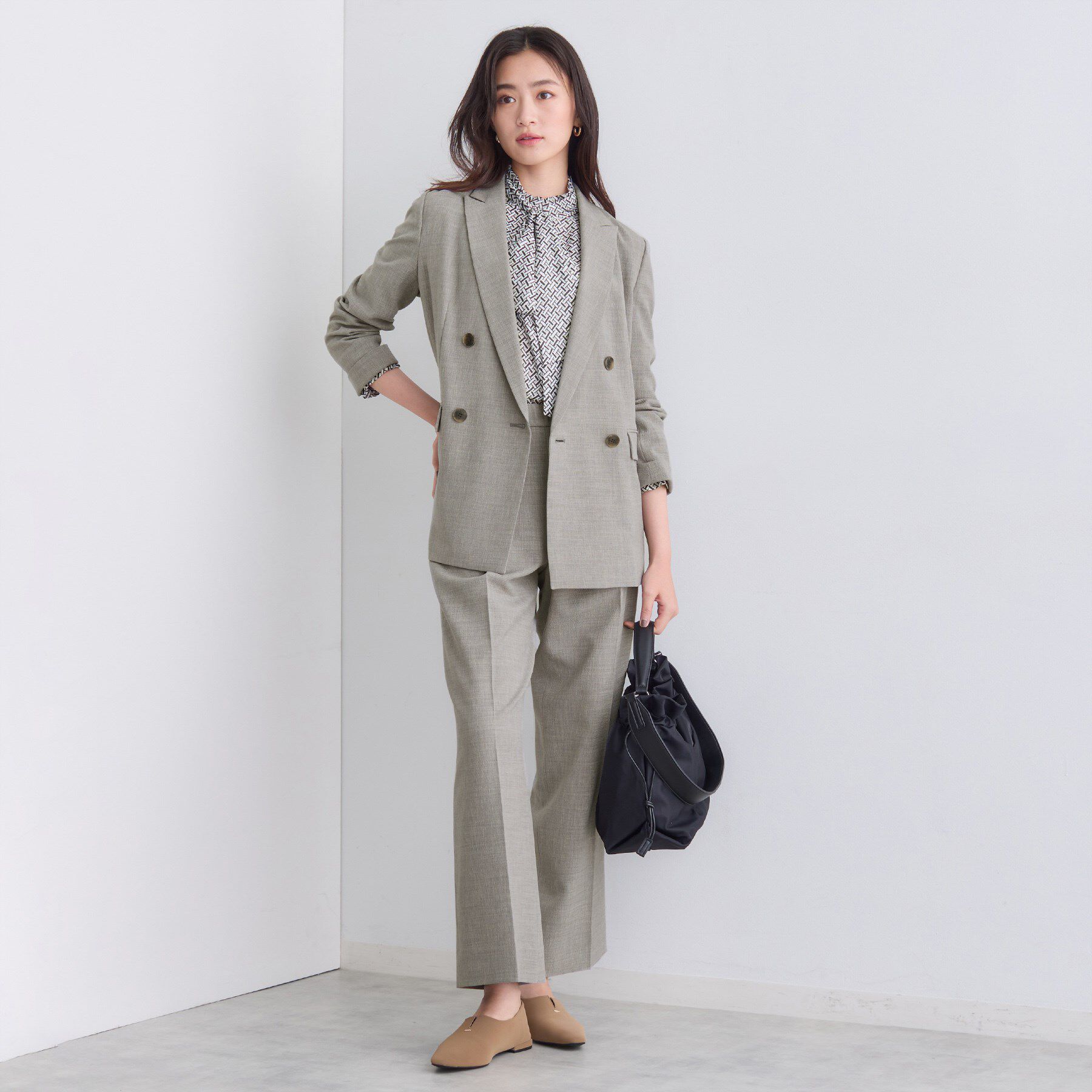 INDIVI「【洗える／セットアップ可能】凹凸ストレッチ素材ストレートパンツ」|その他|