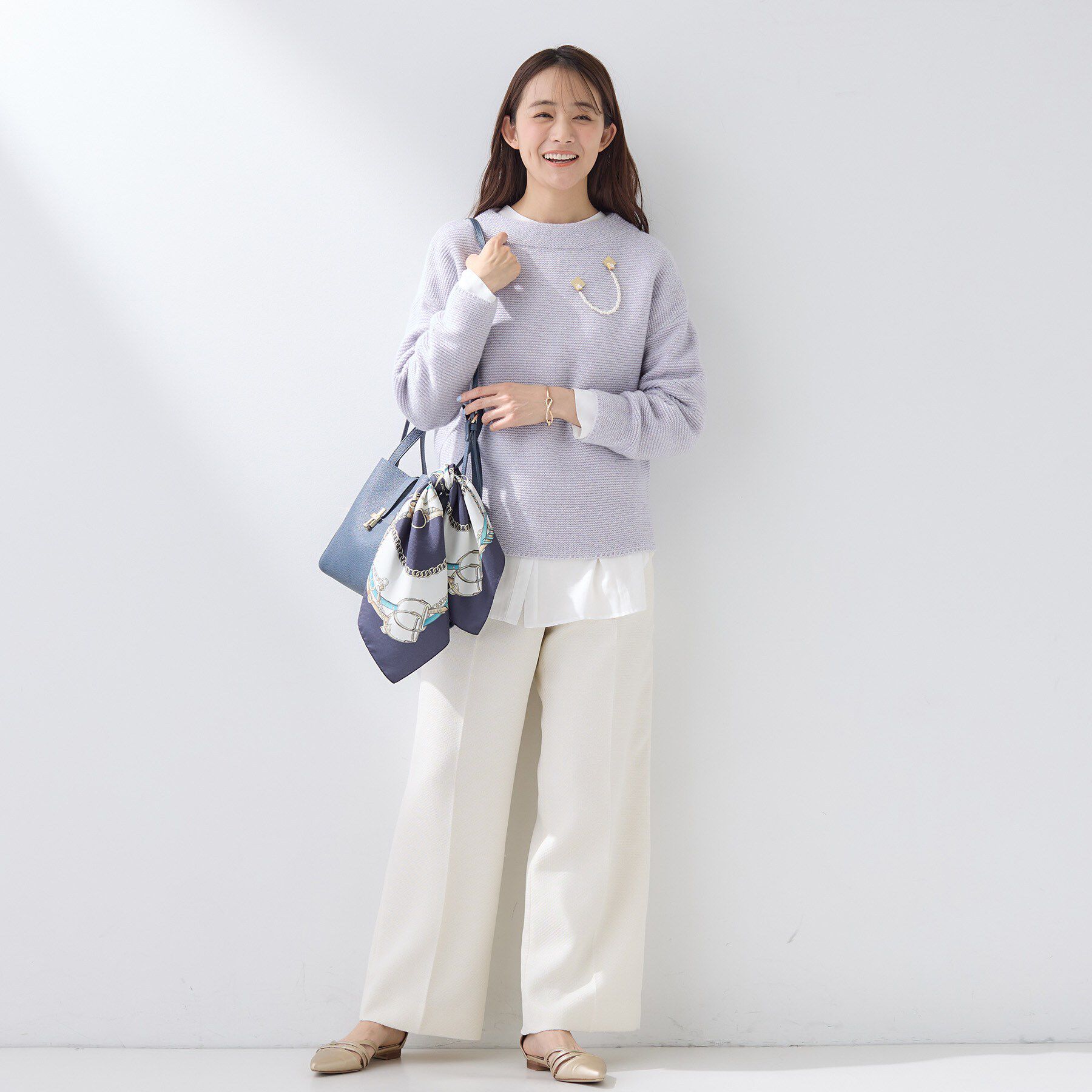 INDIVI「【褒められパンツ/ウール調素材】ラメ混ワイドパンツ」|その他|