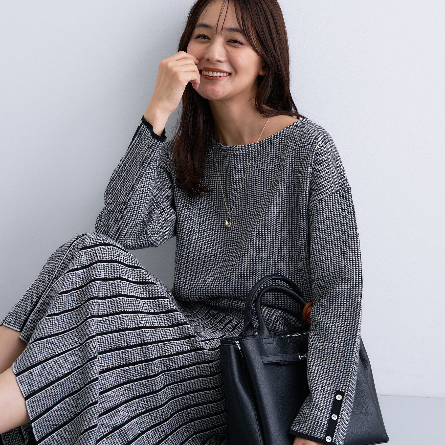 INDIVI「【洗える／SETUP可能】ジャカードボートネックニット」|ニット・セーター|