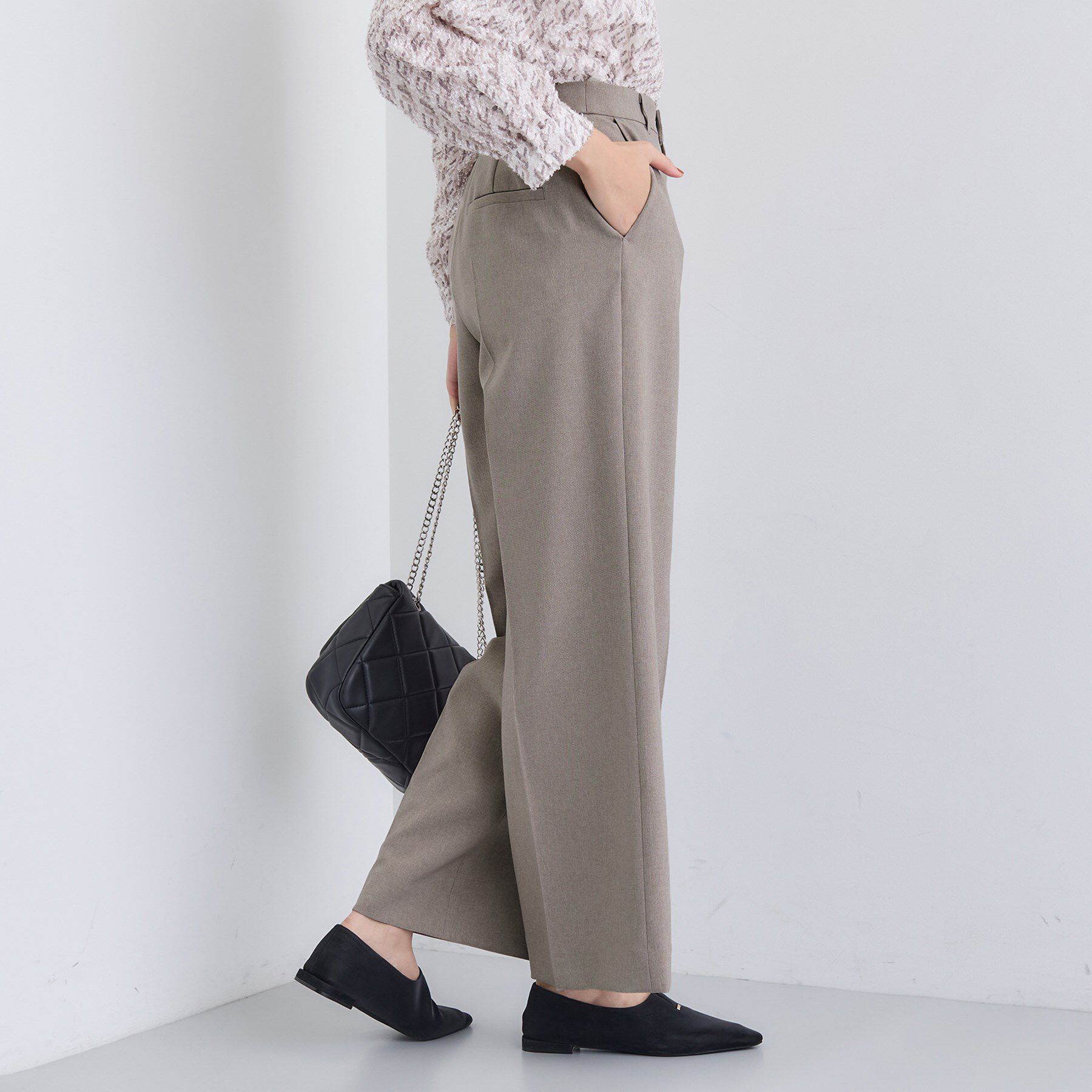 INDIVI「【洗える／通勤／スーツ】メランジストレッチ ワイドパンツ」|スーツ|