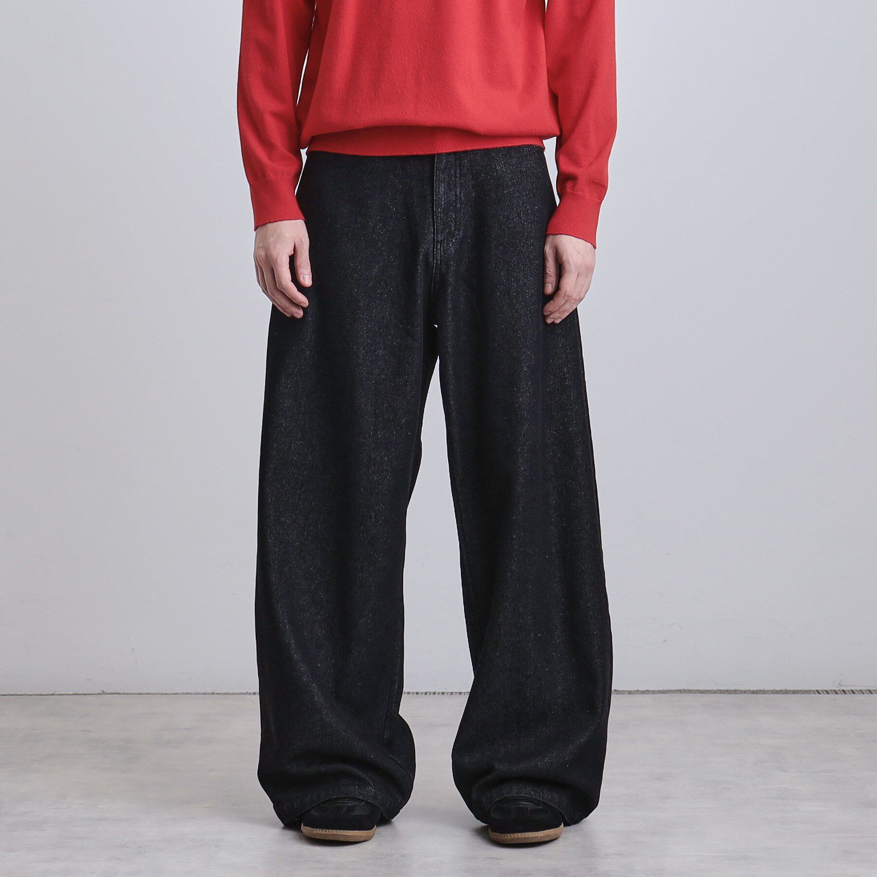 tk.TAKEO KIKUCHI「スーパーワイドバギーデニムパンツ」|デニム|ブラック(019)