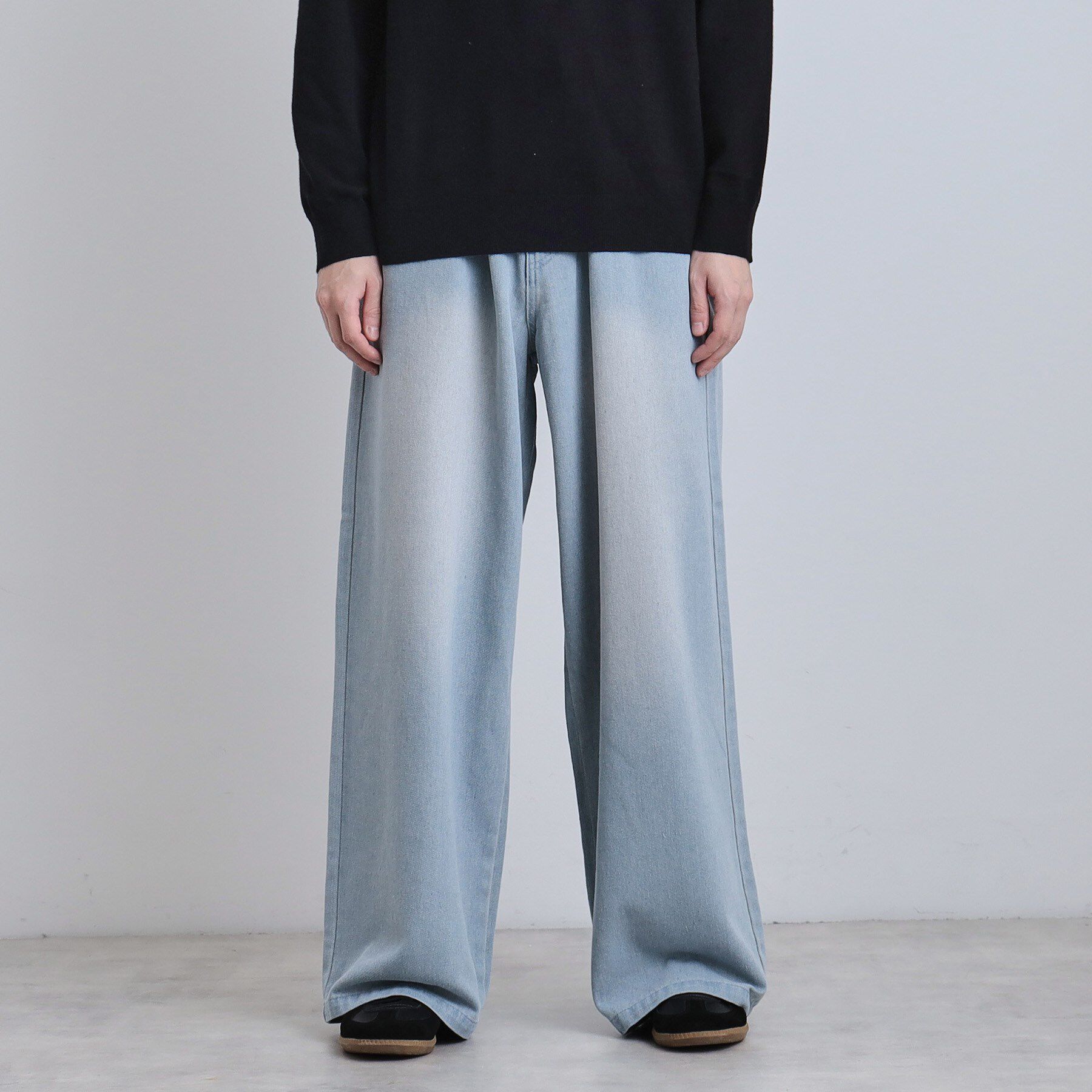 tk.TAKEO KIKUCHI「スーパーワイドバギーデニムパンツ」|デニム|ブルー(091)