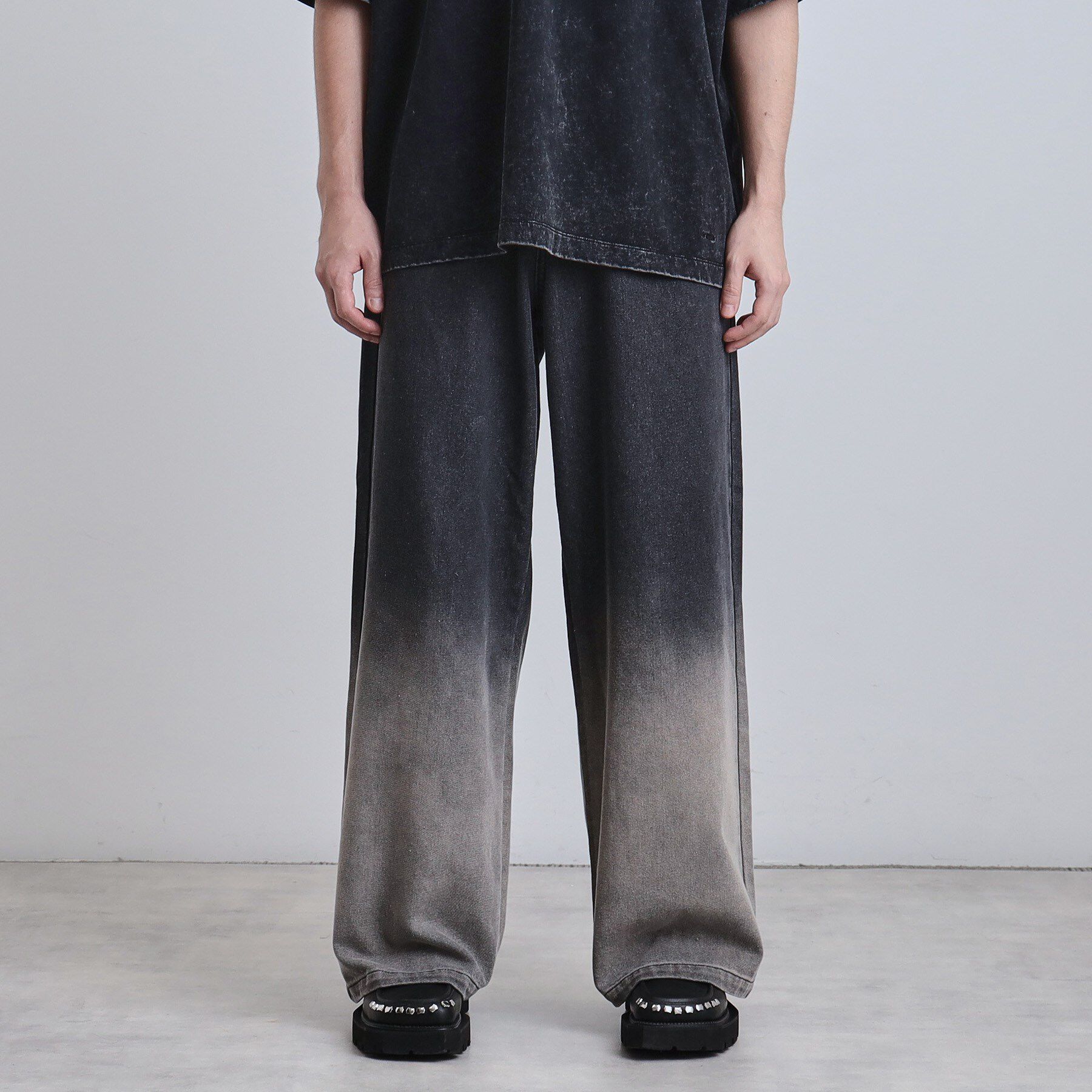tk.TAKEO KIKUCHI「スーパーワイドバギーデニムパンツ」|デニム|ブラック(119)