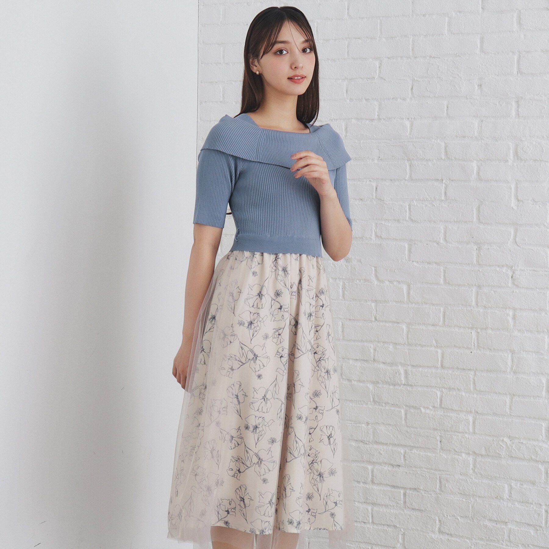 index「《S-LLsize》フラワーチュールドッキングワンピース【洗濯機洗い可/抗ピル】」|ワンピース|