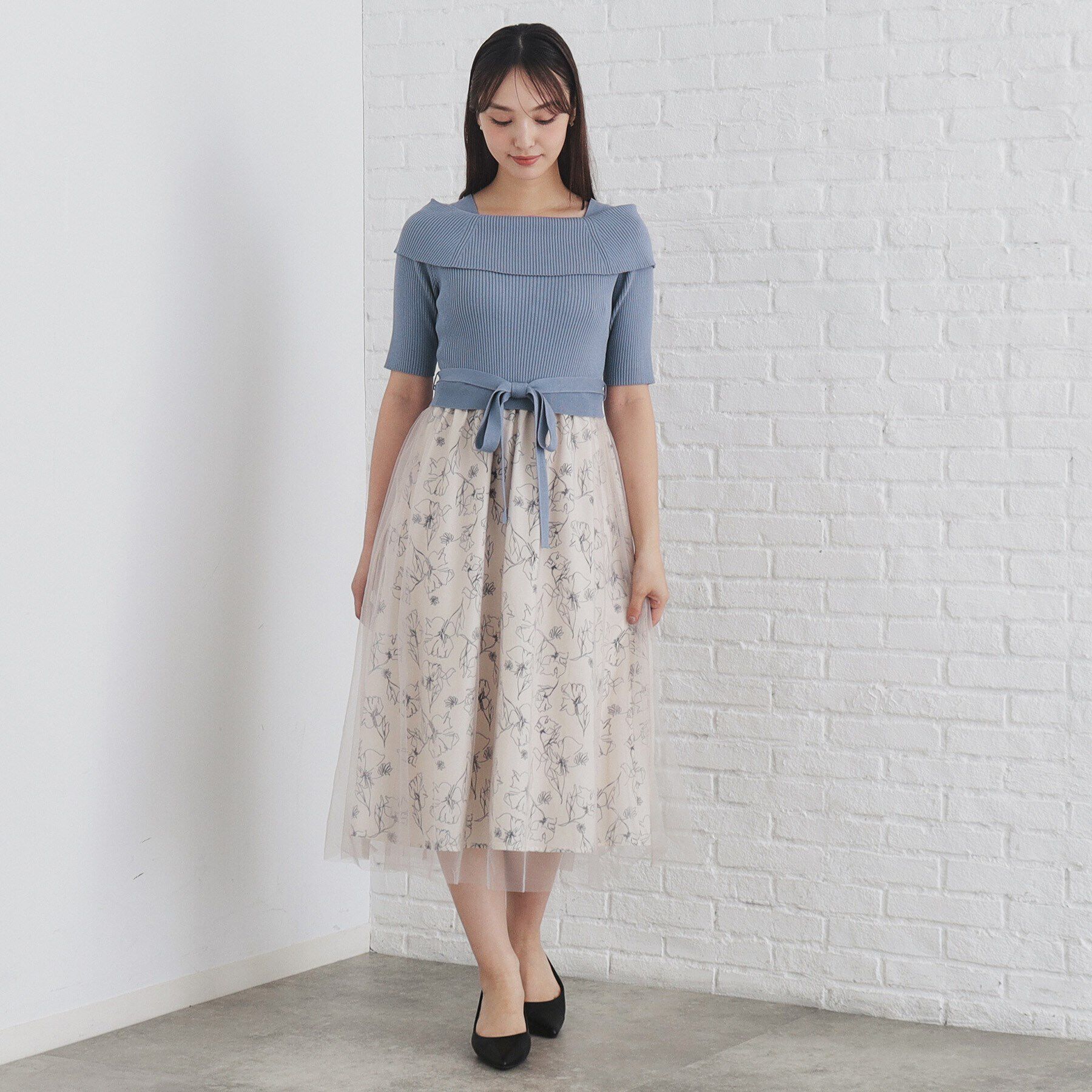 index「《S-LLsize》フラワーチュールドッキングワンピース【洗濯機洗い可/抗ピル】」|ワンピース|