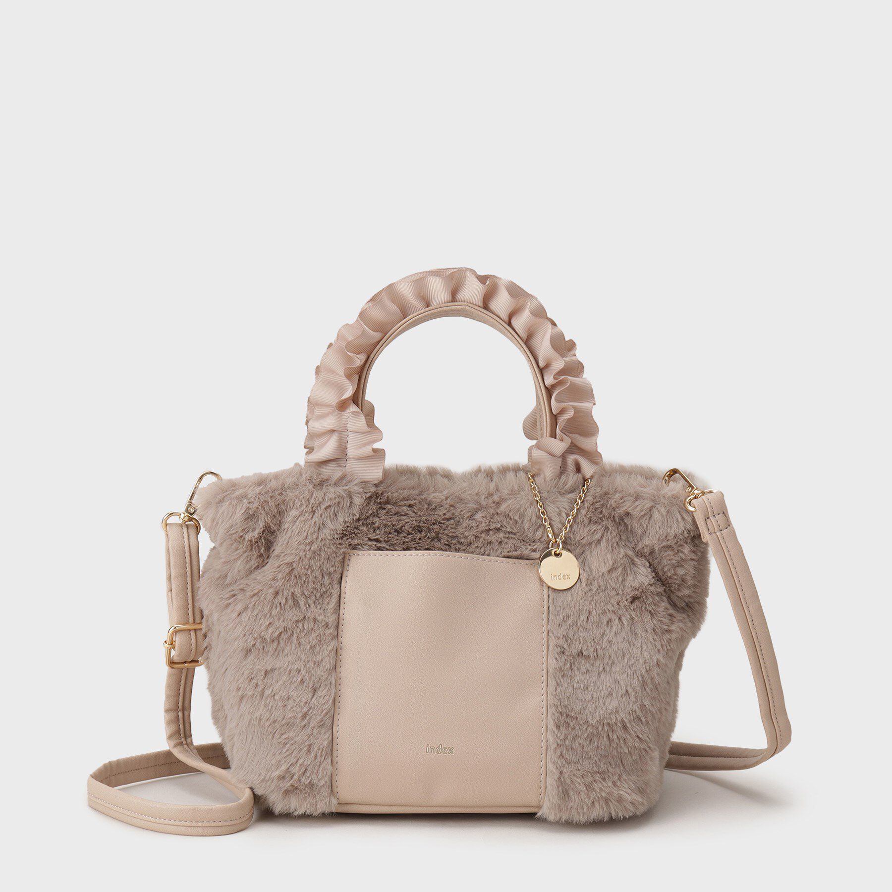 index「フリルハンドル フェイクファーミドルトートバッグ」|トートバッグ|