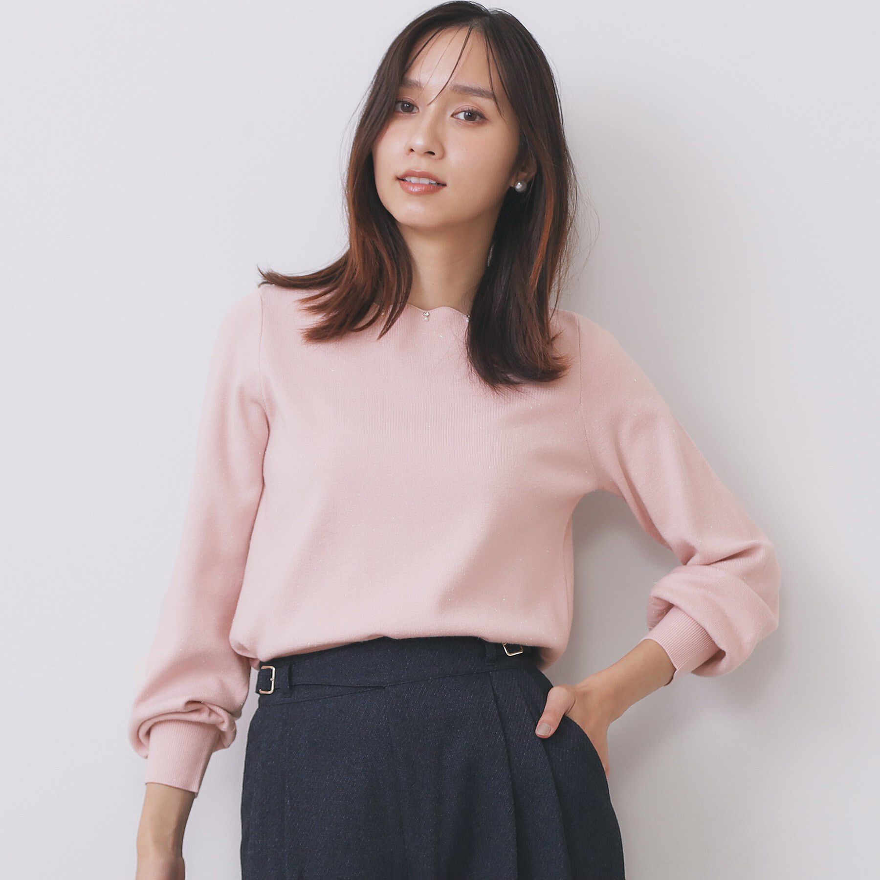 index「ラメスカラップビジューデザインニット【洗濯機OK】《6col/S～LL》」|ニット・セーター|