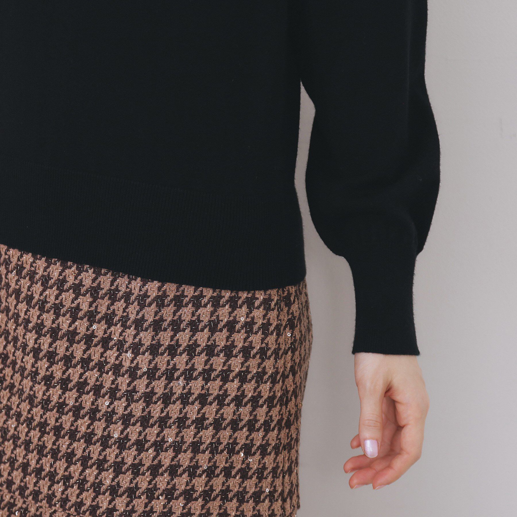 index「ダブルビジューフェザー衿付きニット【洗濯機OK】」|ニット・セーター|