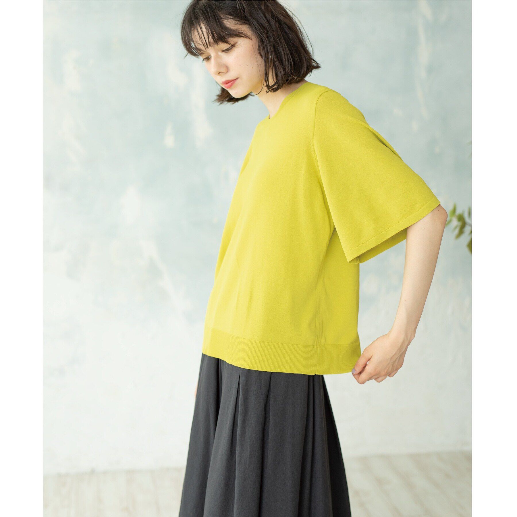 OPAQUE.CLIP「《6color》クールタッチフレアスリーブニット【洗濯機洗い可/UVケア/接触冷感/抗ピル】」|ニット・セーター|