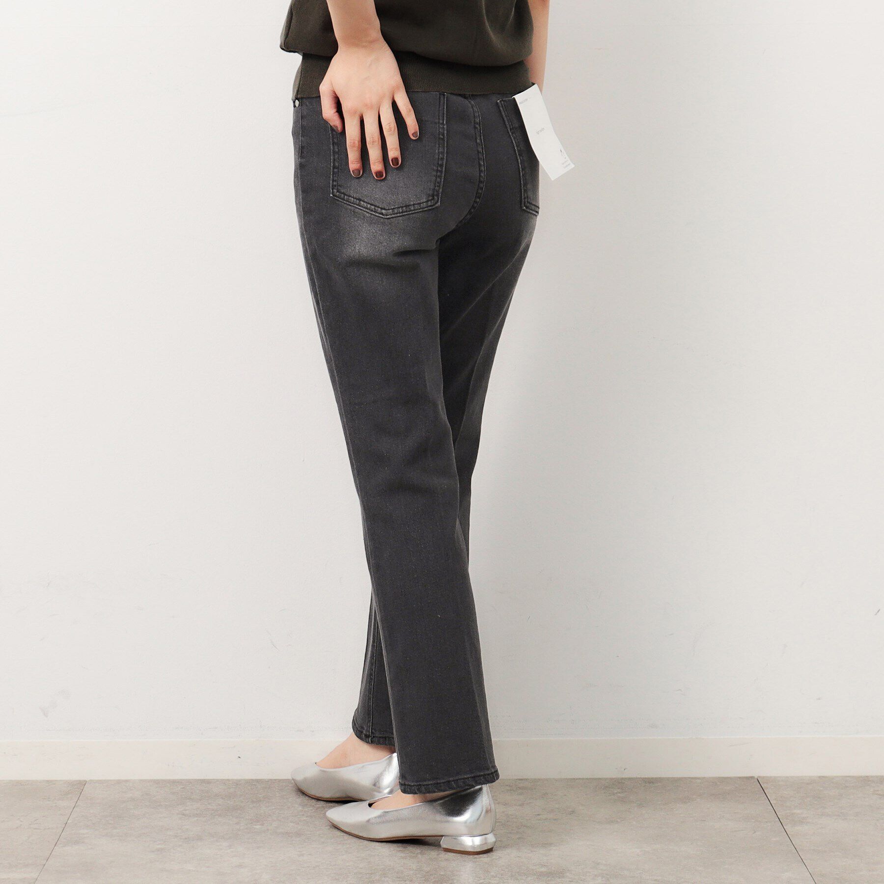 OPAQUE.CLIP「ストレッチセミフレアデニム／オーガニックコットン混【洗濯機洗い可】」|デニム|