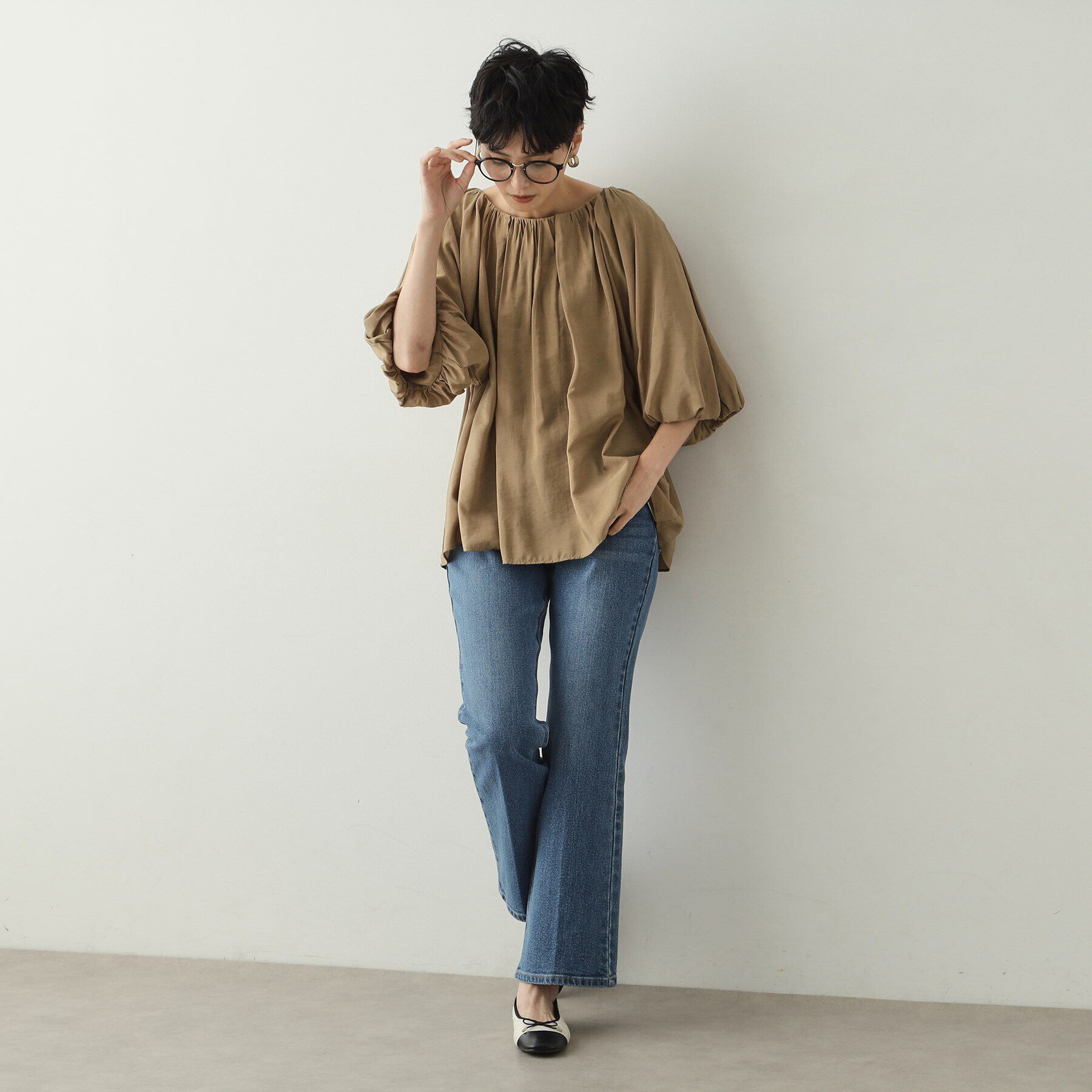 OPAQUE.CLIP「バルーンスリーブギャザーブラウス【洗濯機洗い可】」|シャツ・ブラウス|