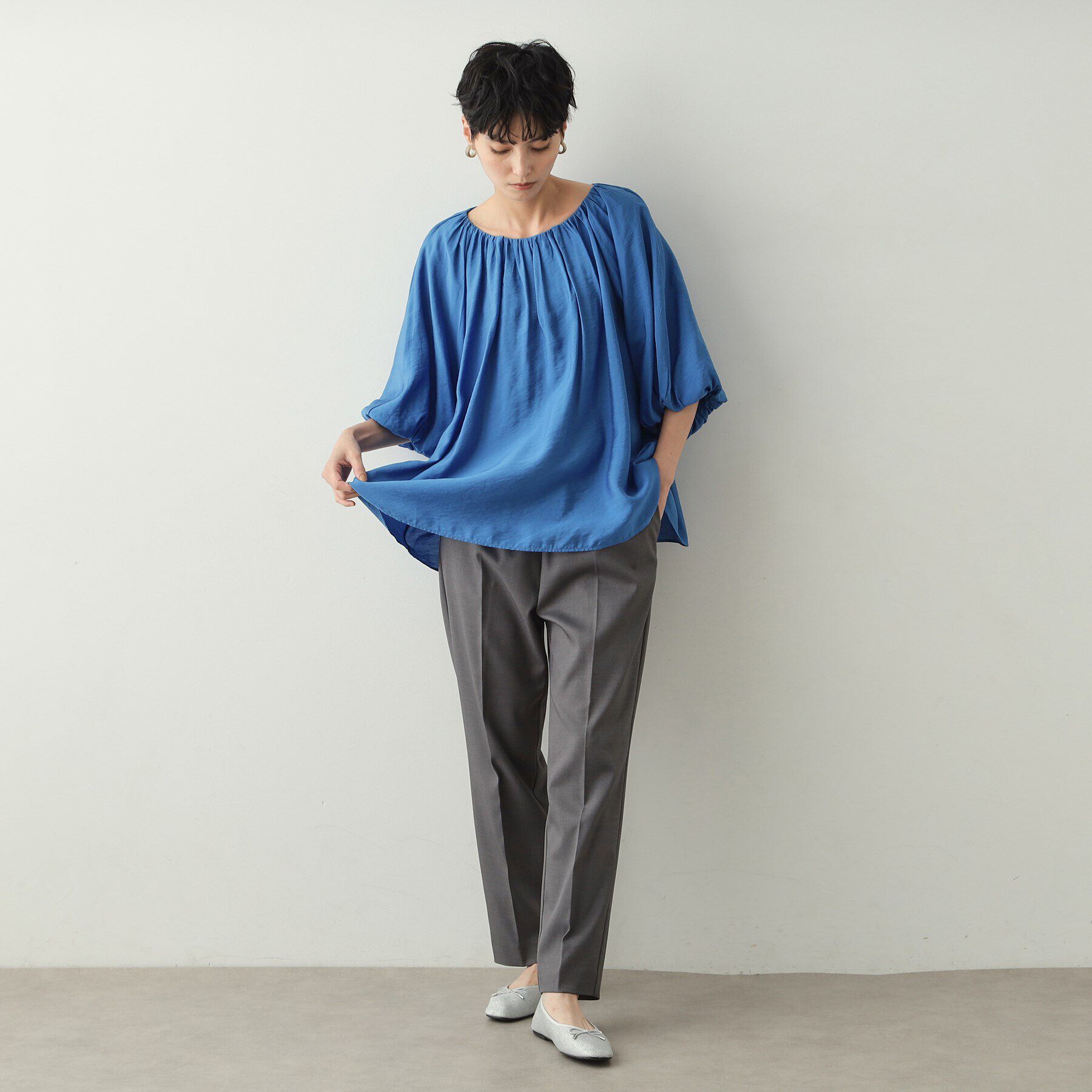 OPAQUE.CLIP「バルーンスリーブギャザーブラウス【洗濯機洗い可】」|シャツ・ブラウス|