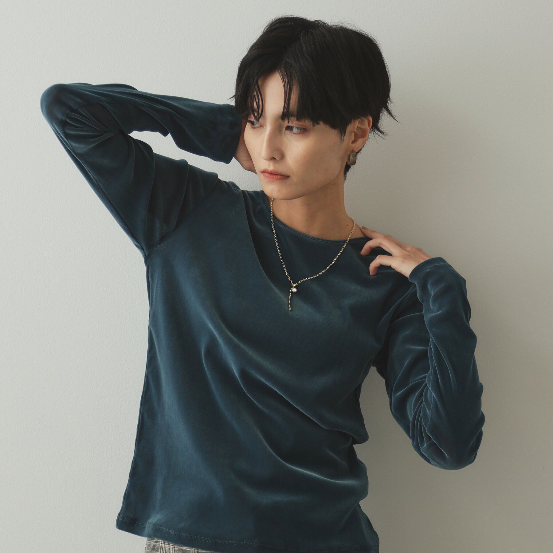 OPAQUE.CLIP「フェイクパール&times;ラインビジューネックレス」|ネックレス|