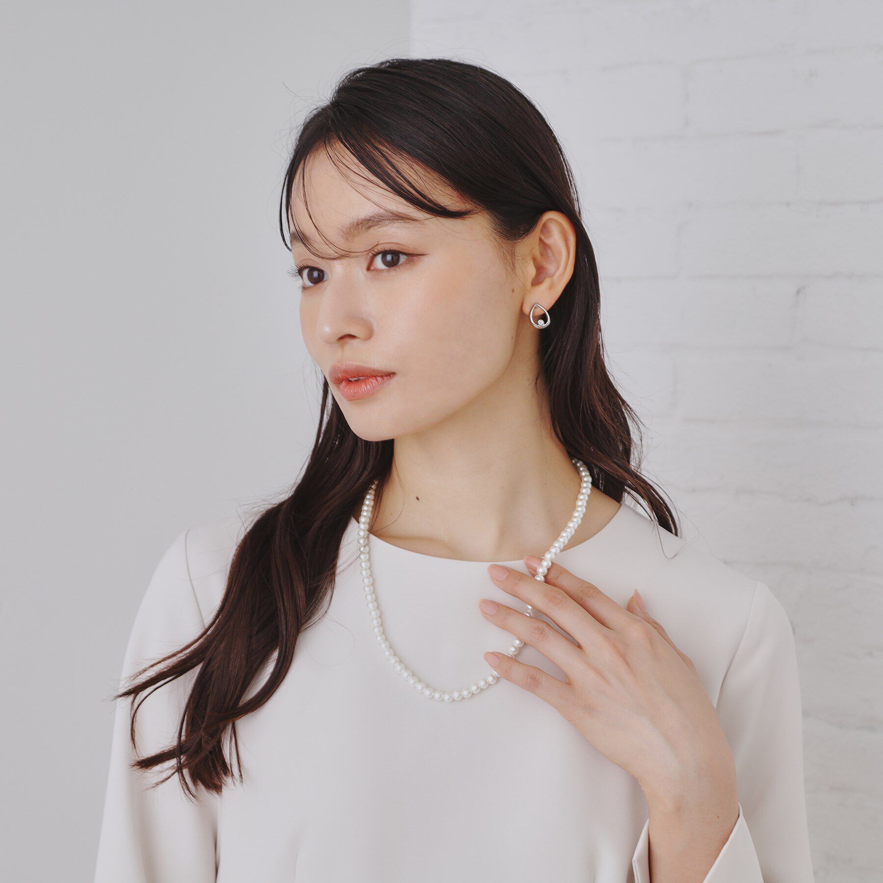 OPAQUE.CLIP「ガラスパールロングネックレス」|ネックレス|