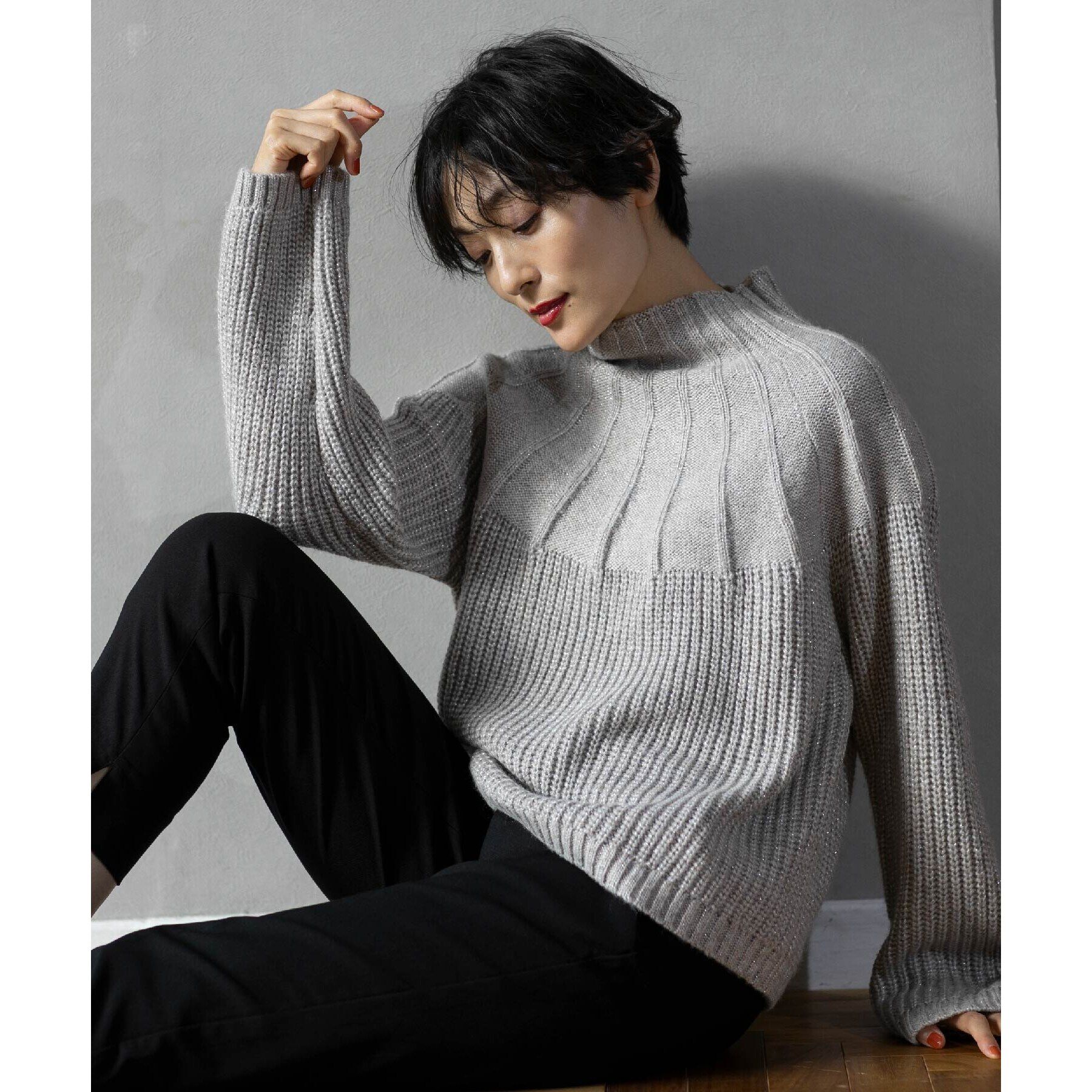OPAQUE.CLIP「ラメ混ハイネックニット【洗濯機洗い可】」|ニット・セーター|