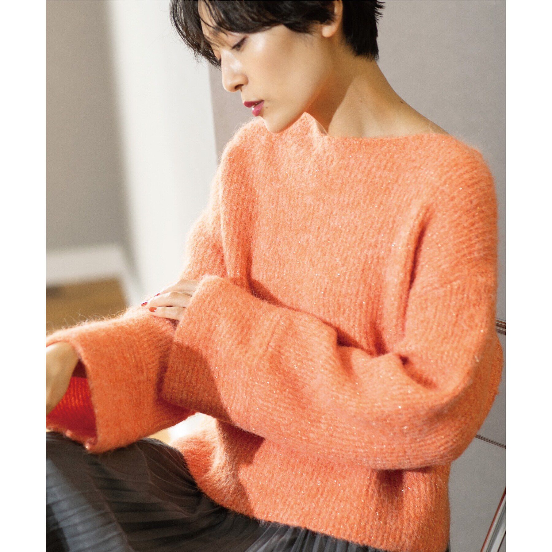 OPAQUE.CLIP「ラメショートミドルゲージニット【洗濯機洗い可】」|ニット・セーター|