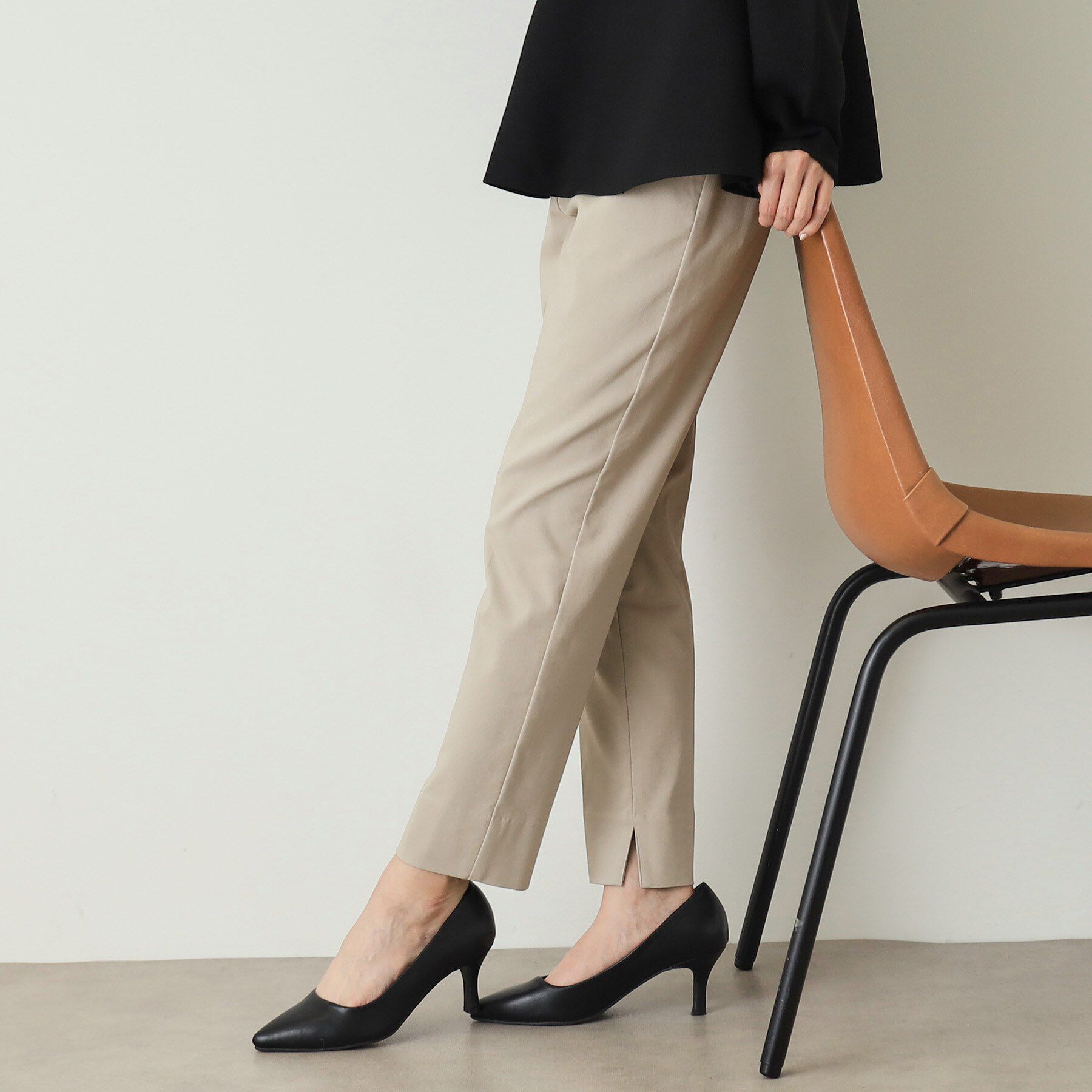 OPAQUE.CLIP「《S-LLsize》裏起毛ハイストレッチスティックパンツ【吸湿発熱/洗濯機洗い可】」|その他|ベージュ(052)