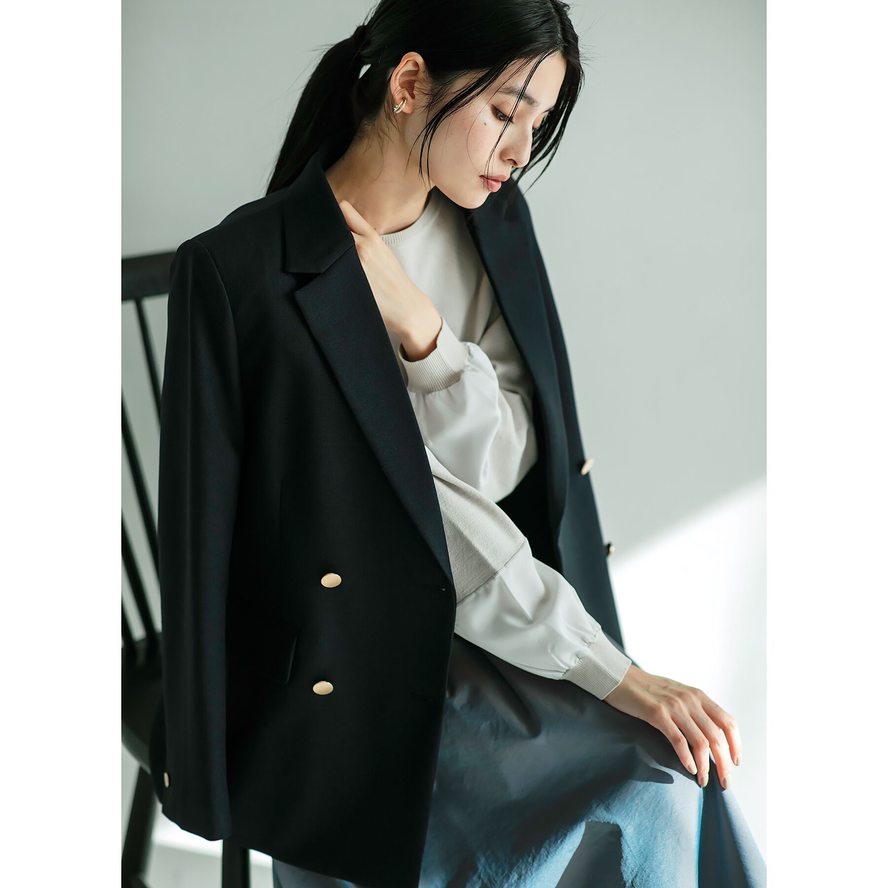 OPAQUE.CLIP「金ボタンダブルテーラードジャケット【洗える】」|テーラードジャケット|
